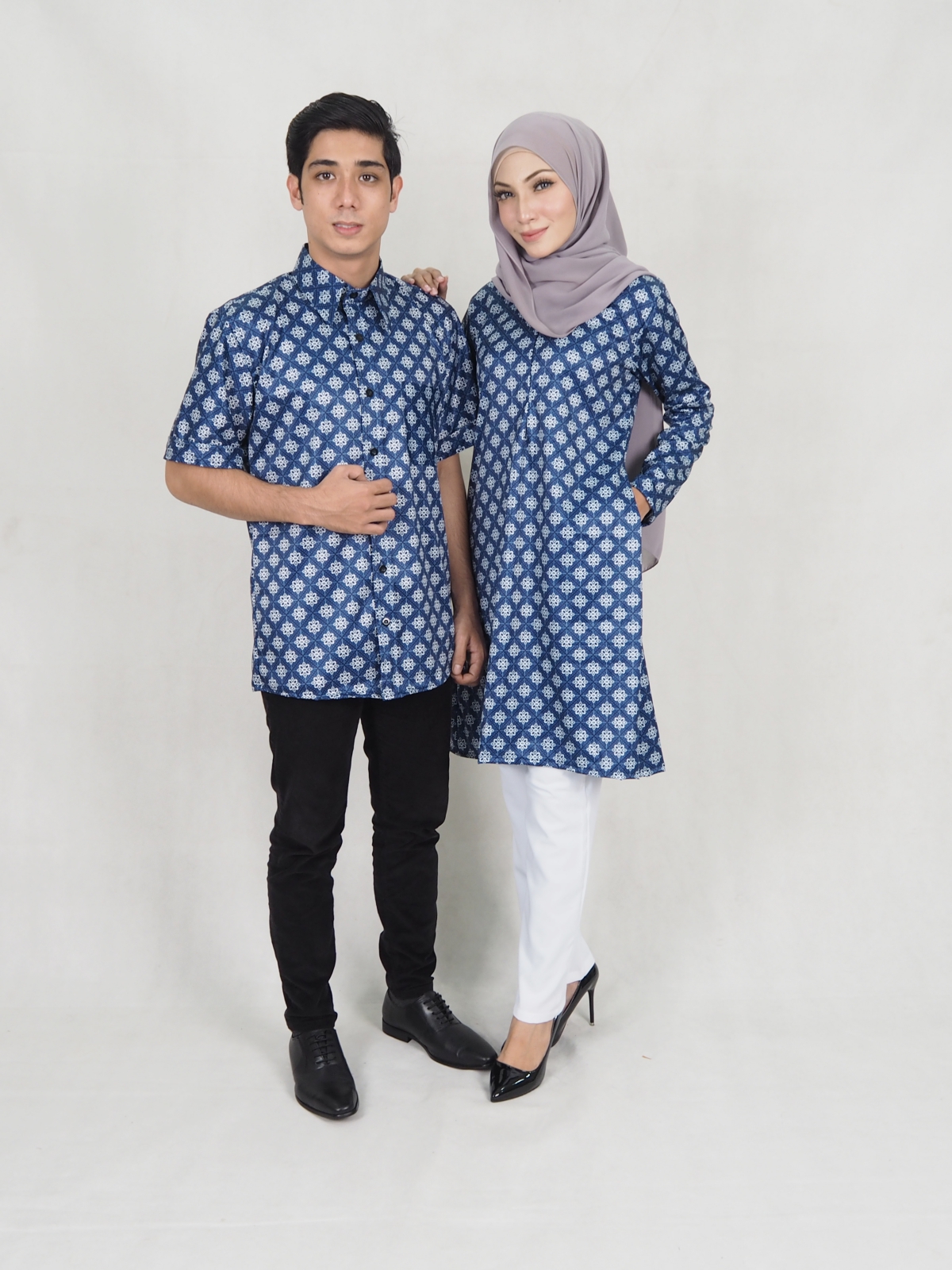 SW5307 MUSLIMAH PRINTED BLOUSE BLUE