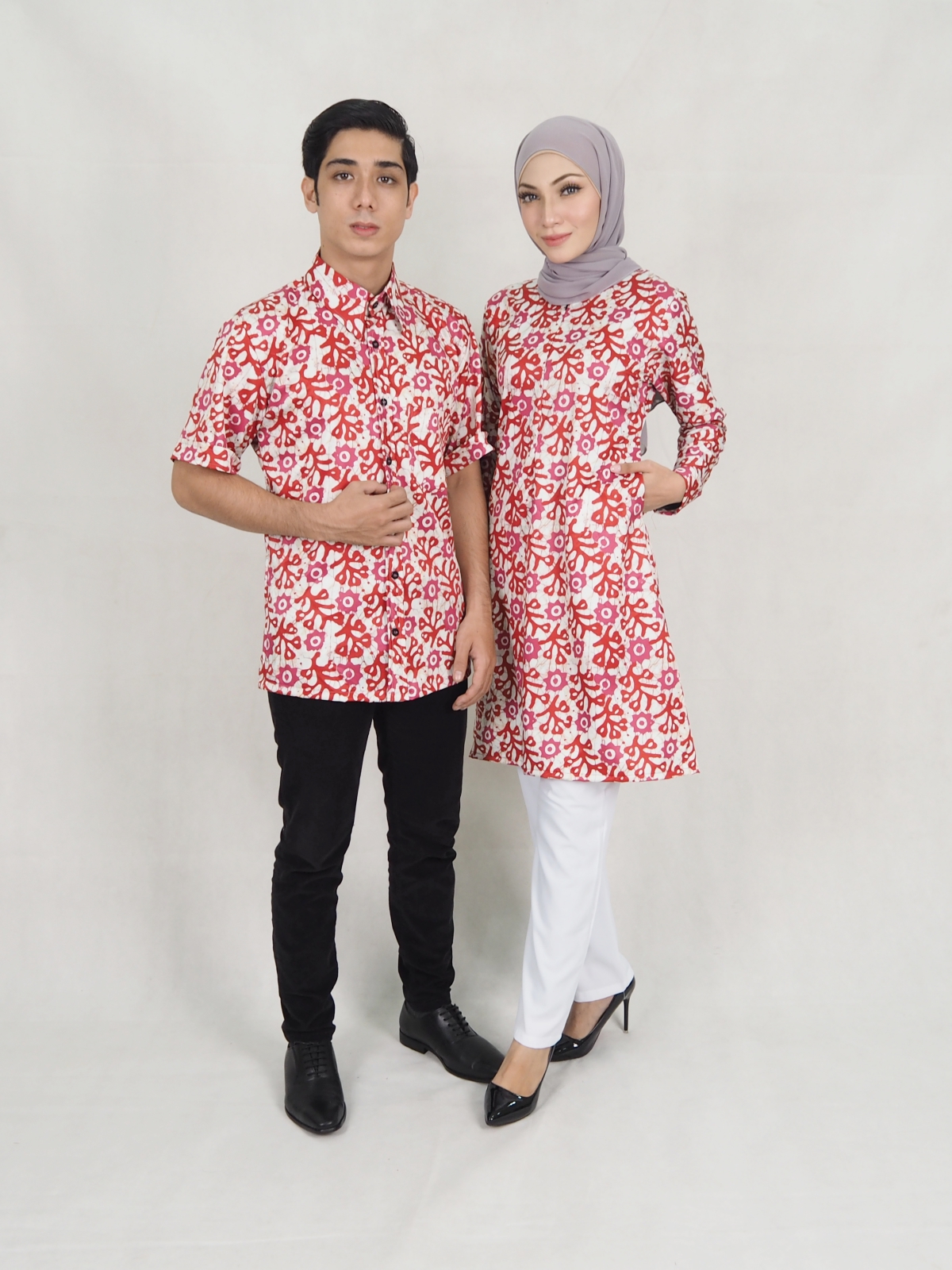 SW5307 MUSLIMAH PRINTED BLOUSE RED