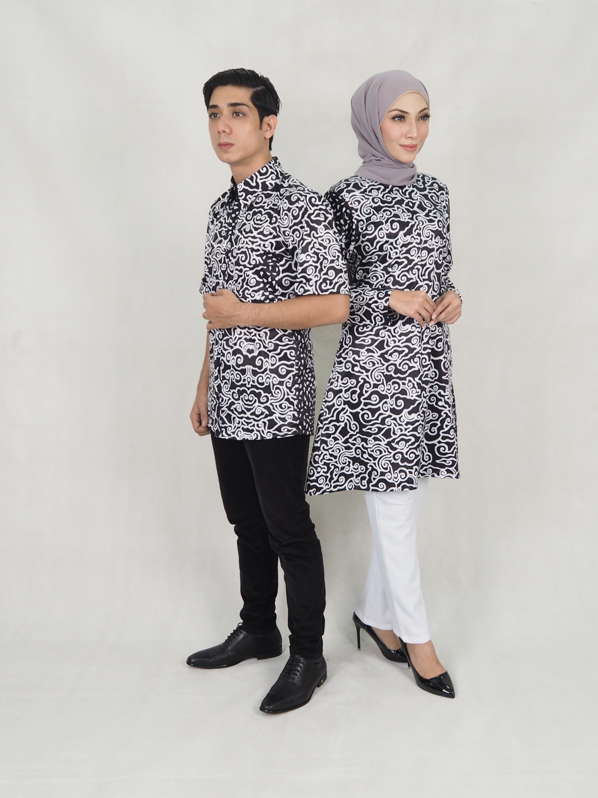 SW5307 MUSLIMAH PRINTED BLOUSE BLACK