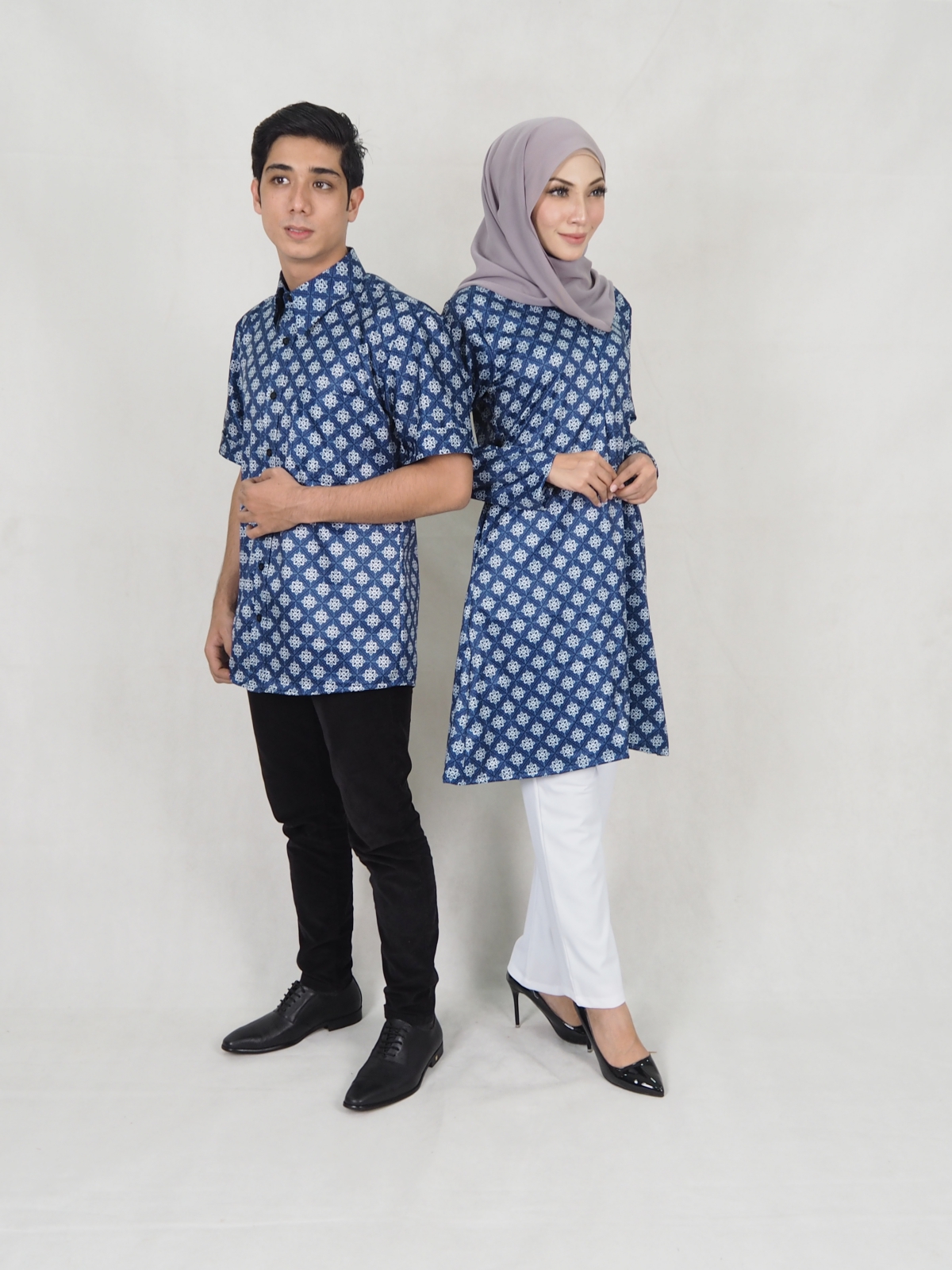 SW5307 MUSLIMAH PRINTED BLOUSE BLUE