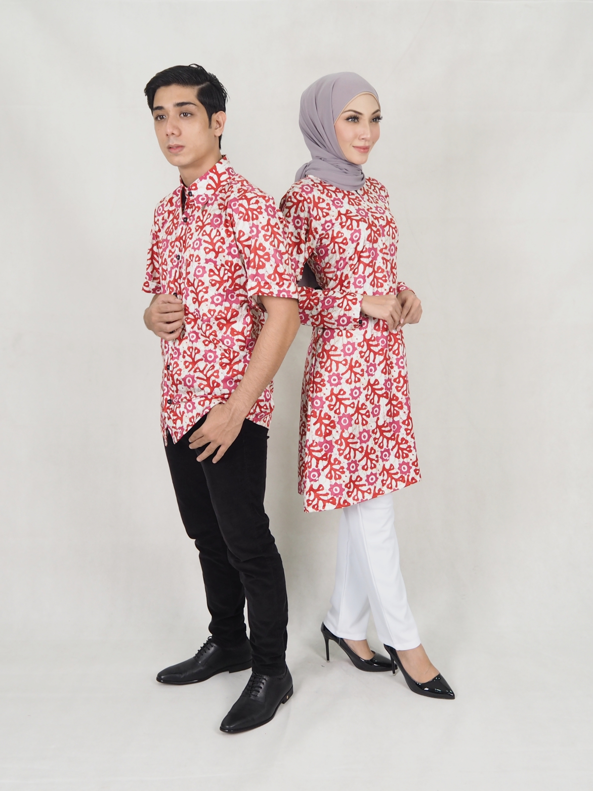 SW5307 MUSLIMAH PRINTED BLOUSE RED
