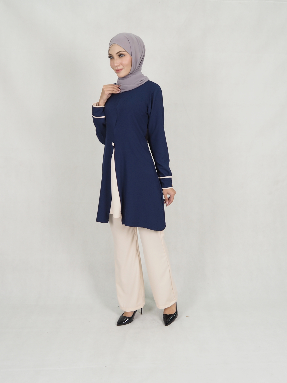 SW5308 LOVELY WOMEN'S BLOUSE NAVY BLUE
