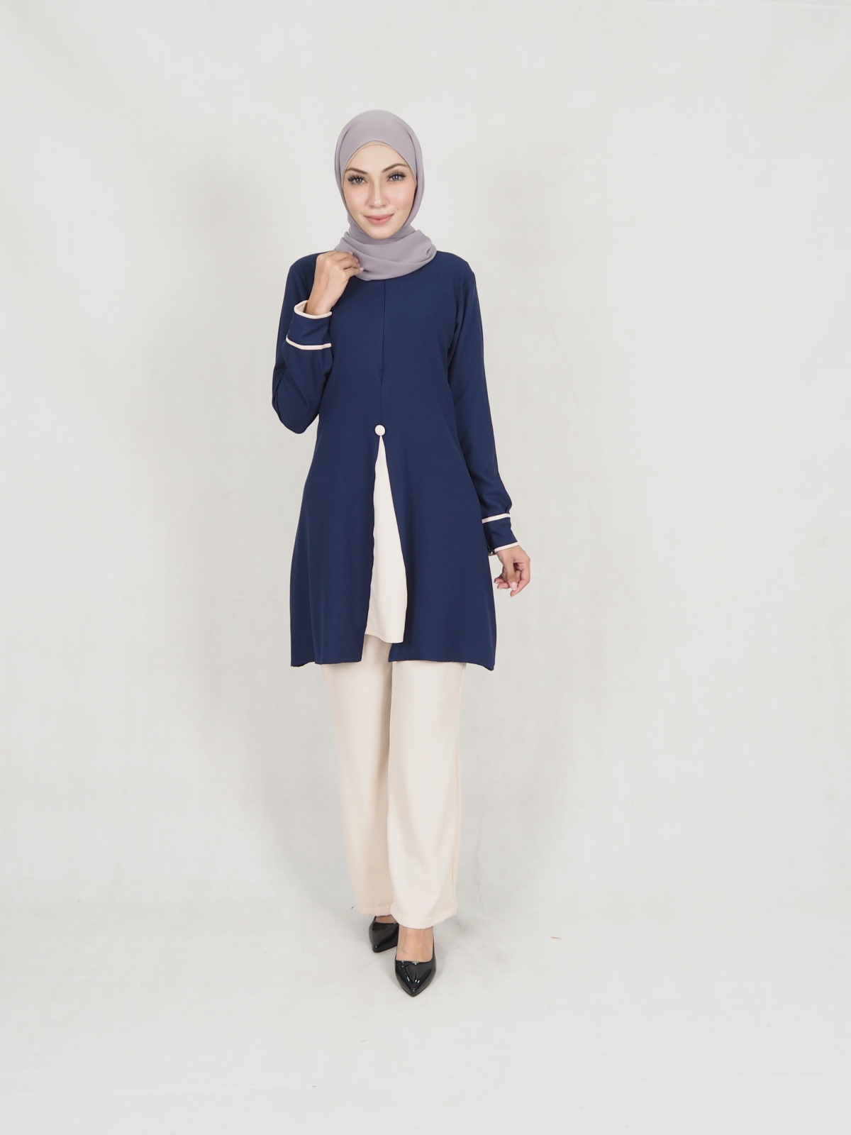 SW5308 LOVELY WOMEN'S BLOUSE NAVY BLUE