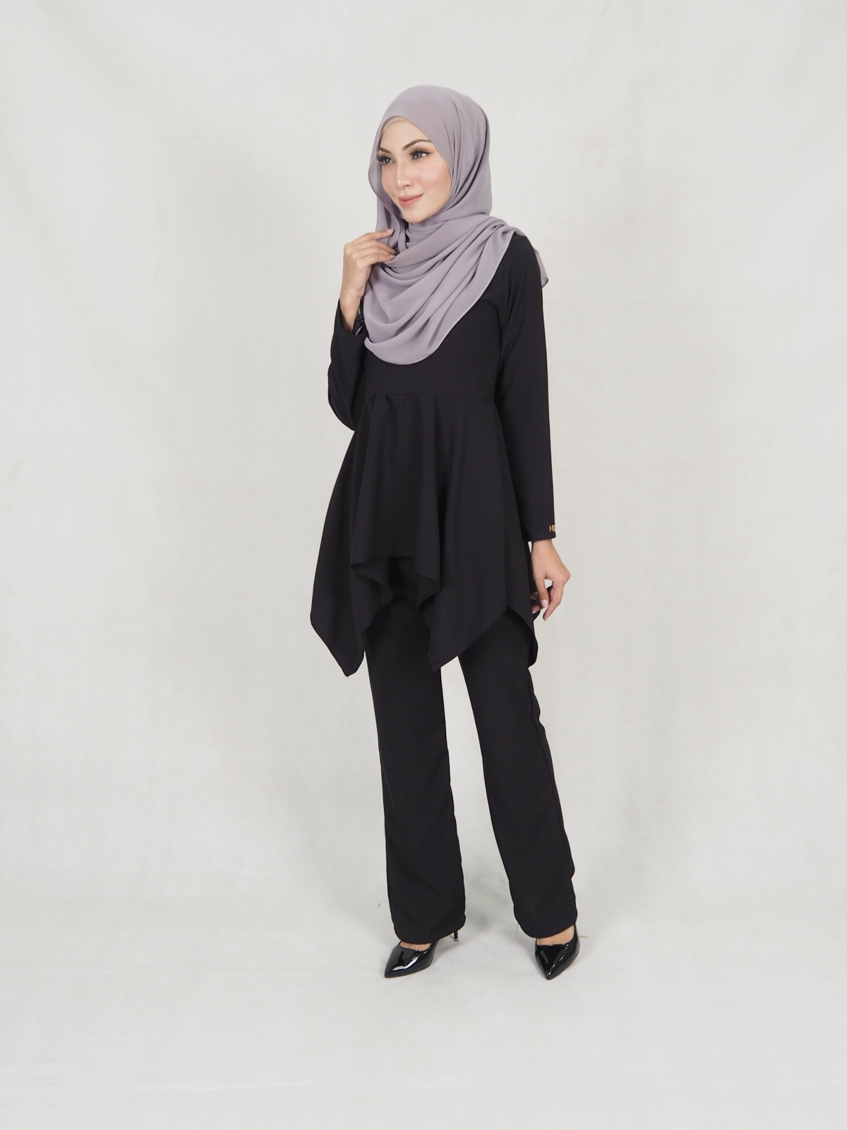 SW5309 FASHION BLOUSE & PANTS BLACK