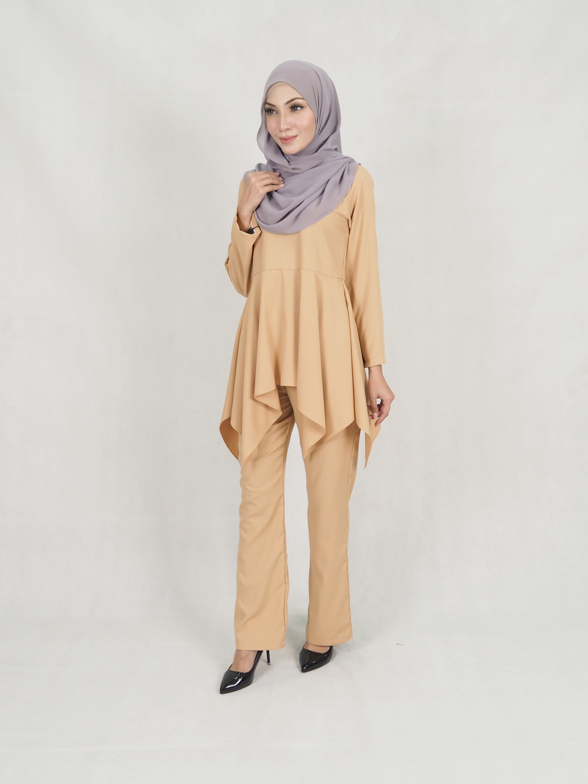 SW5309 FASHION BLOUSE & PANTS BROWN