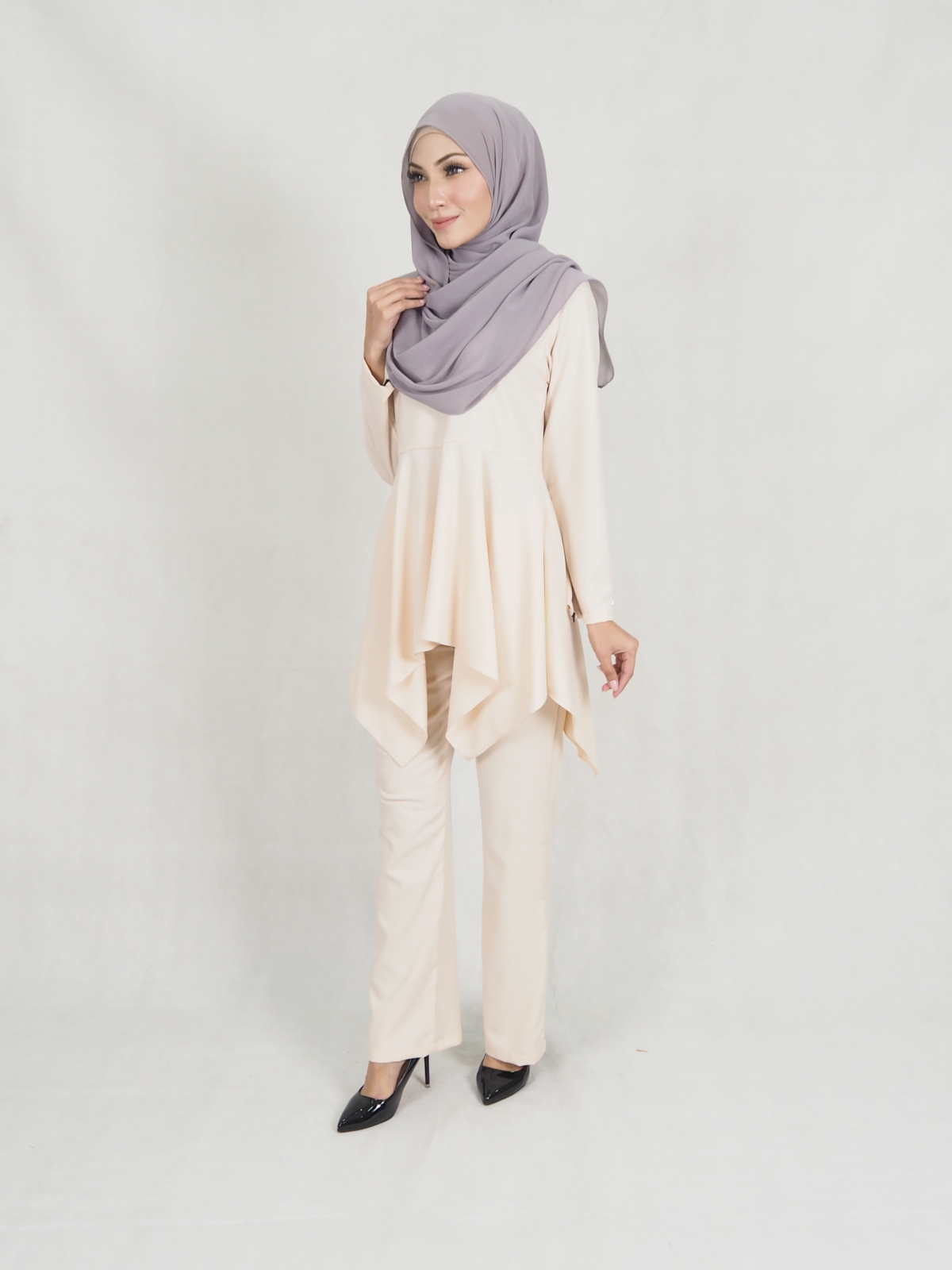 SW5309 FASHION BLOUSE & PANTS CREAM
