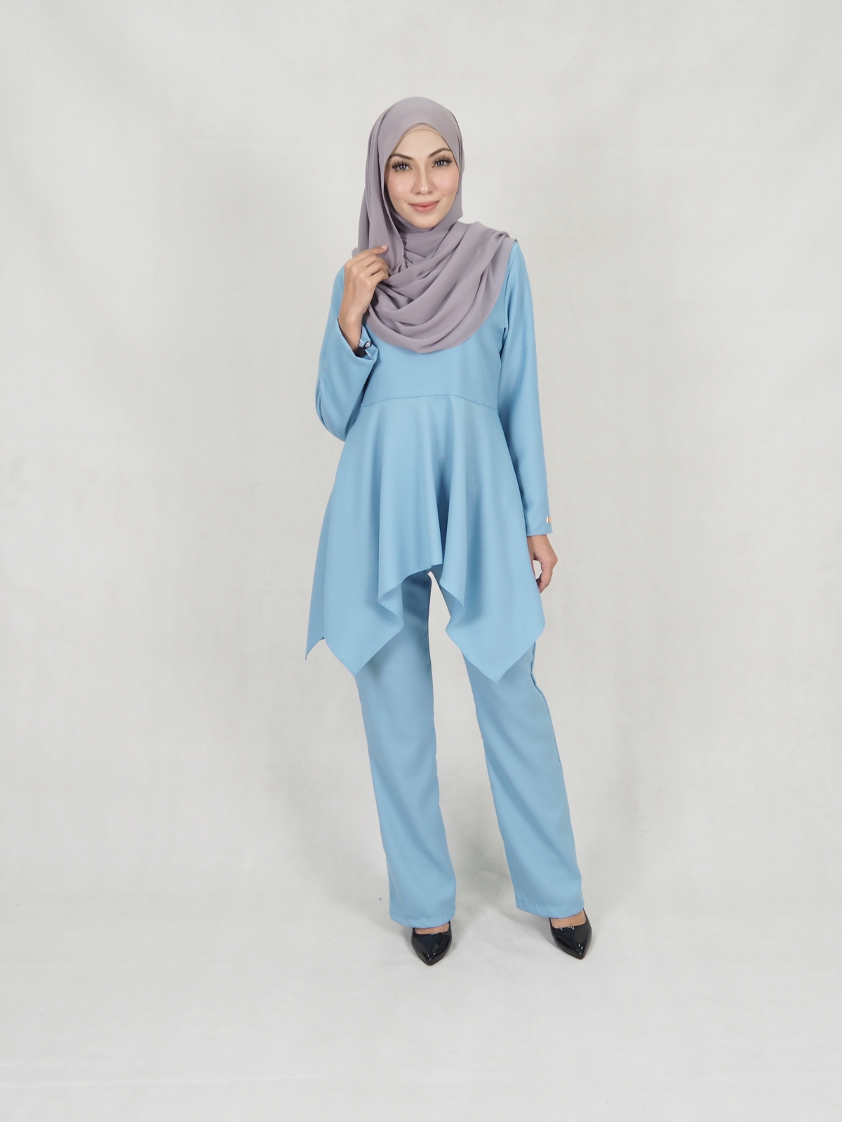 SW5309 FASHION BLOUSE & PANTS LIGHT BLUE