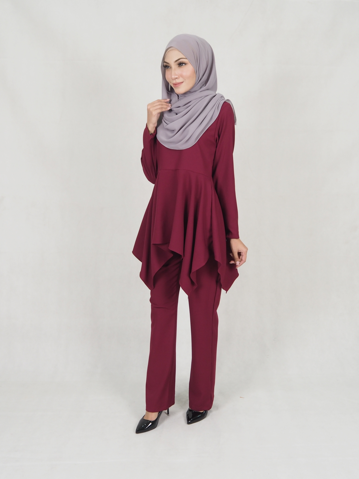 SW5309 FASHION BLOUSE & PANTS MAROON