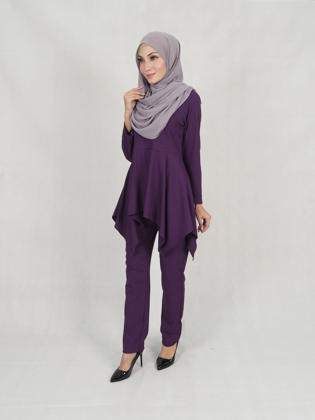 SW5309 FASHION BLOUSE & PANTS PURPLE