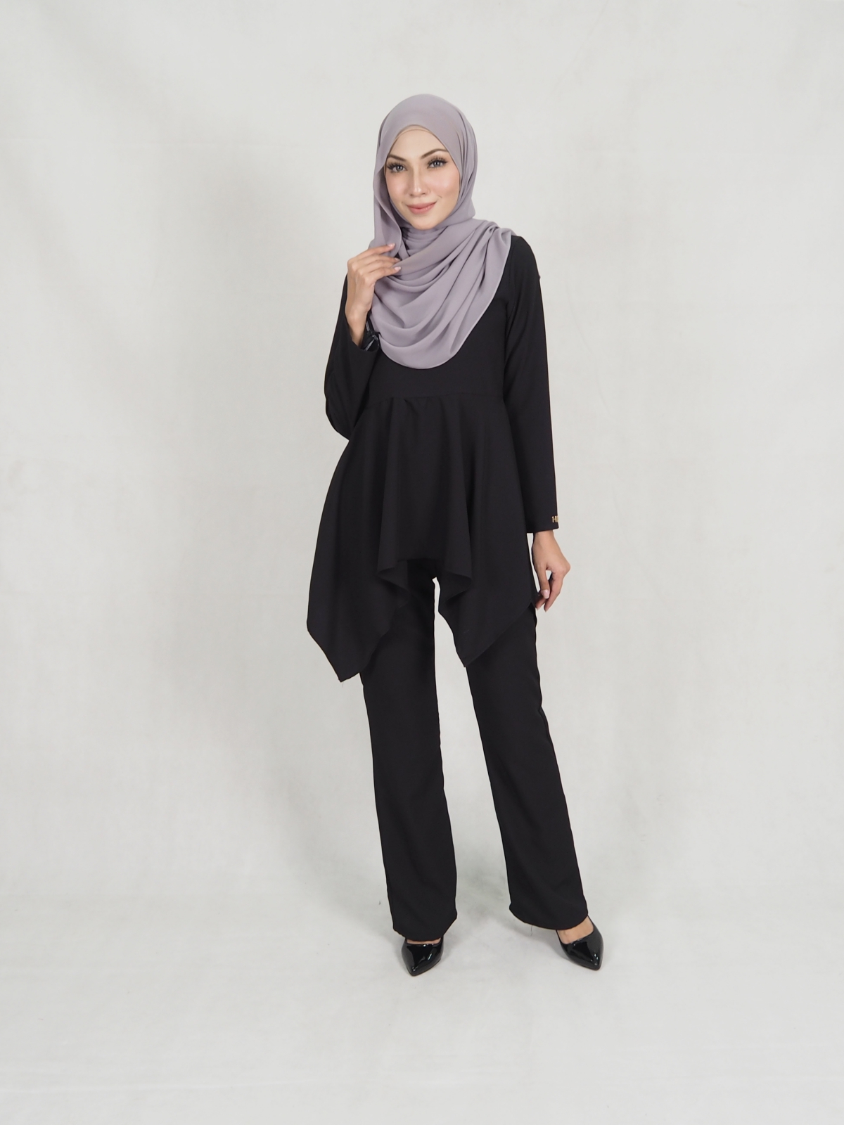 SW5309 FASHION BLOUSE & PANTS BLACK