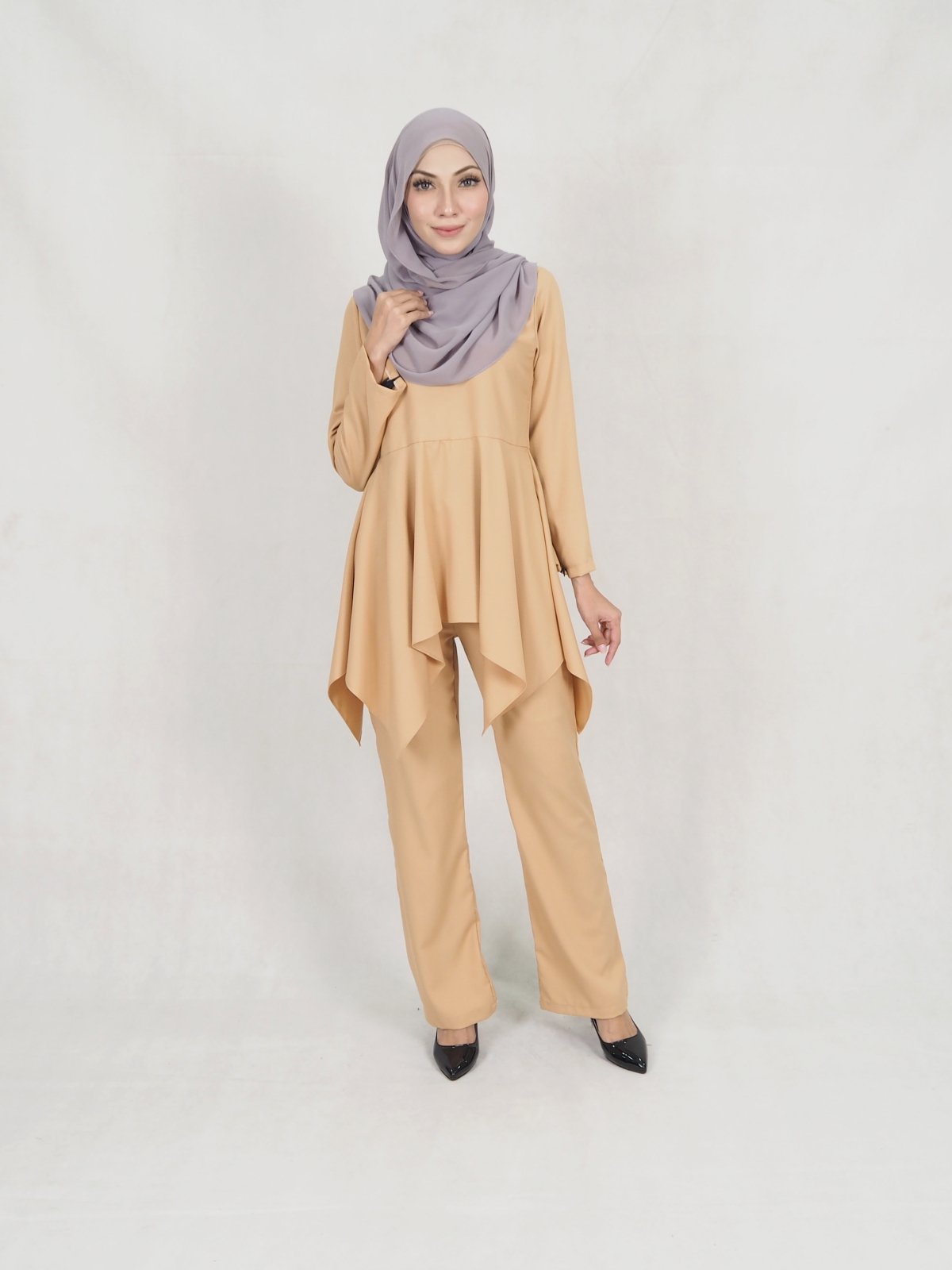 SW5309 FASHION BLOUSE & PANTS BROWN