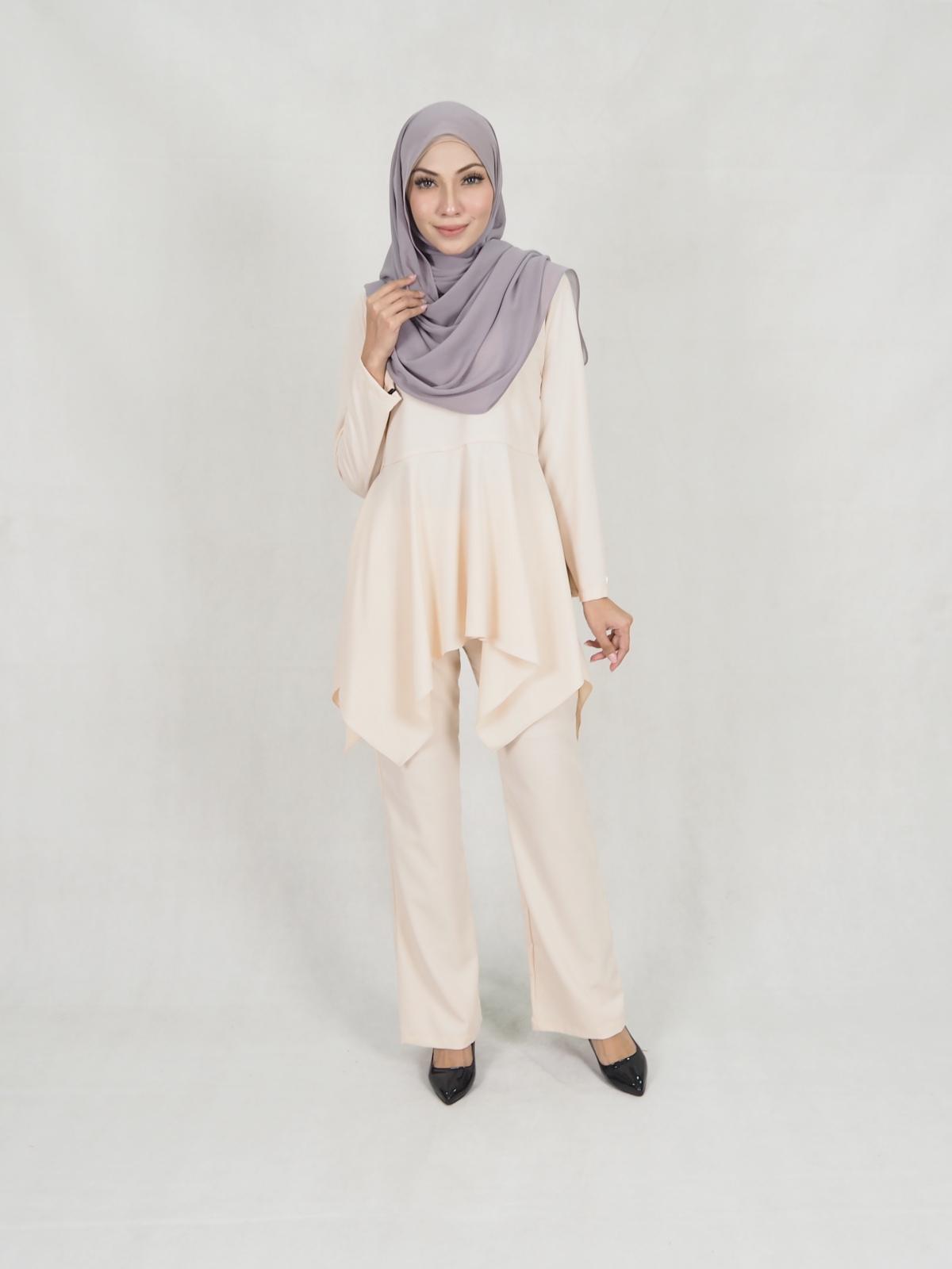 SW5309 FASHION BLOUSE & PANTS CREAM