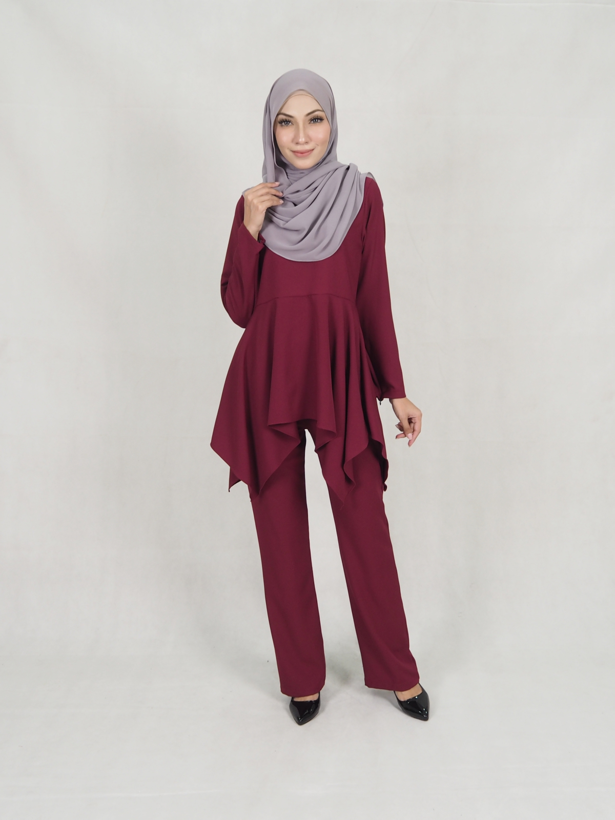 SW5309 FASHION BLOUSE & PANTS MAROON