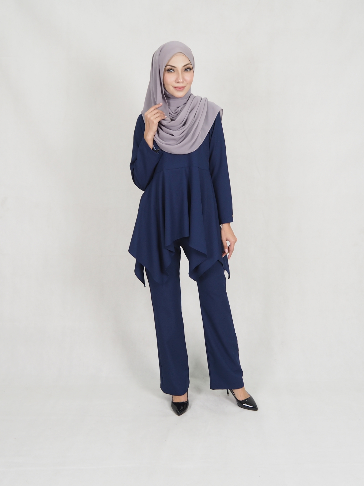 SW5309 FASHION BLOUSE & PANTS NAVY BLUE
