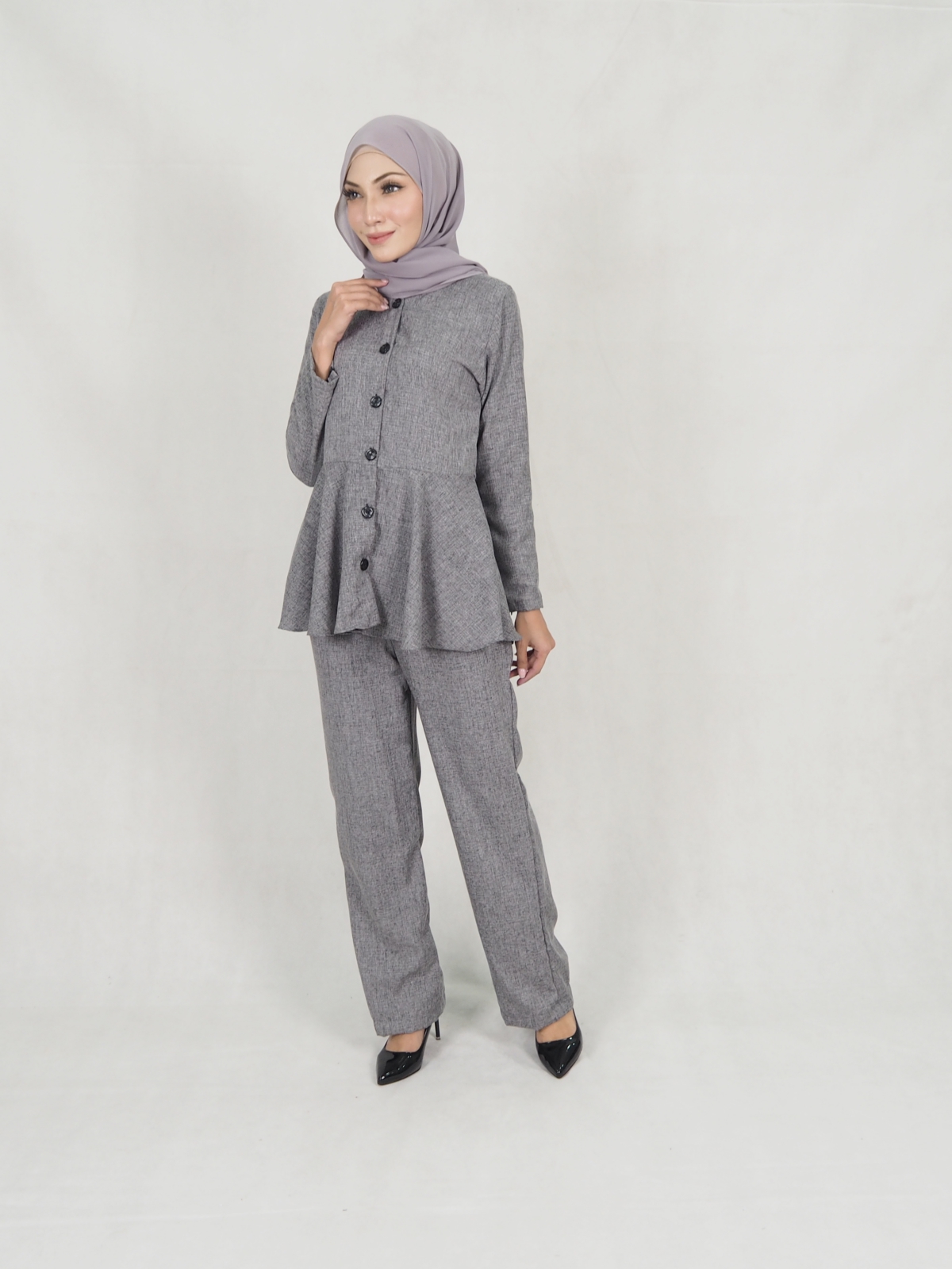 SW5310 PEPLUM TOP + PANTS SET AS PICTURE 