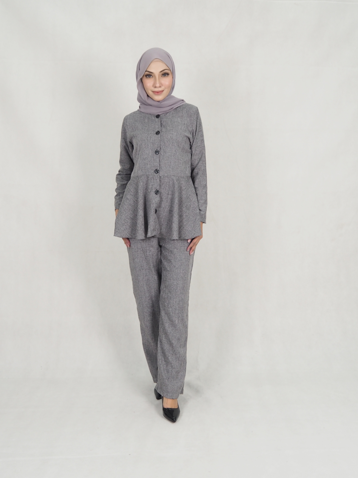 SW5310 PEPLUM TOP + PANTS SET AS PICTURE 
