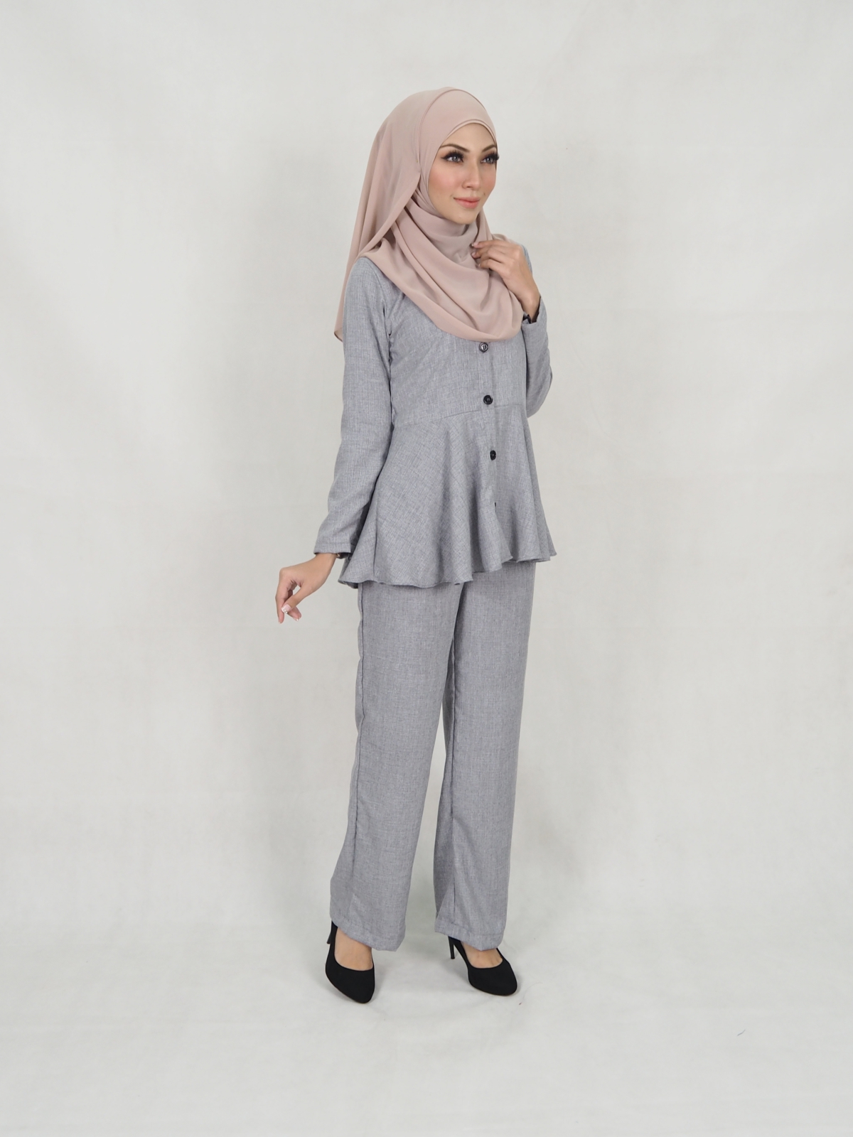 SW5313 MUSLIMAH TOP & PANTS GREY