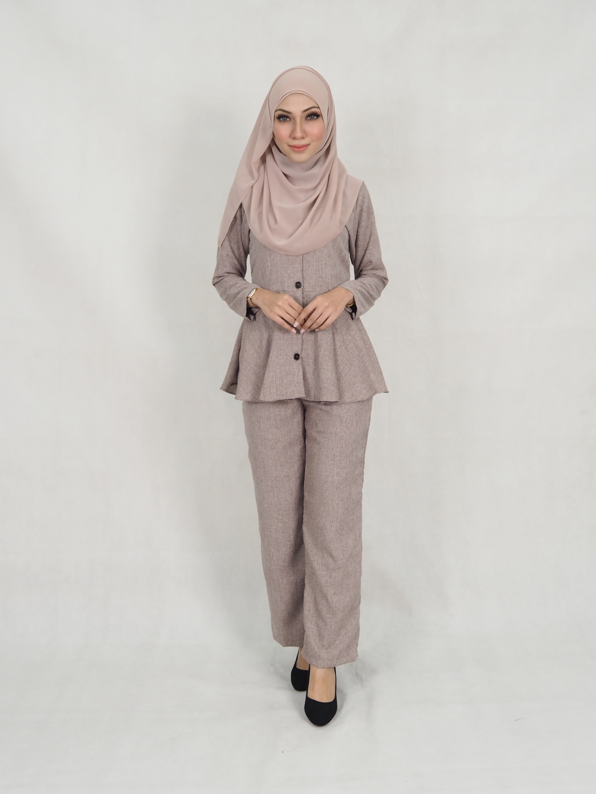 SW5313 MUSLIMAH TOP & PANTS BROWN