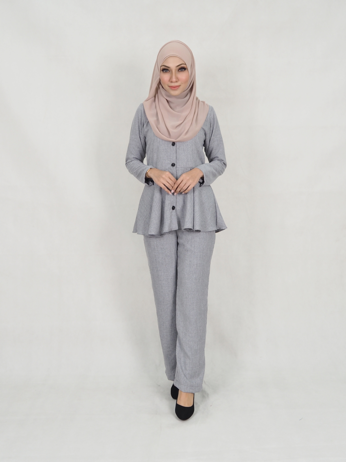 SW5313 MUSLIMAH TOP & PANTS GREY