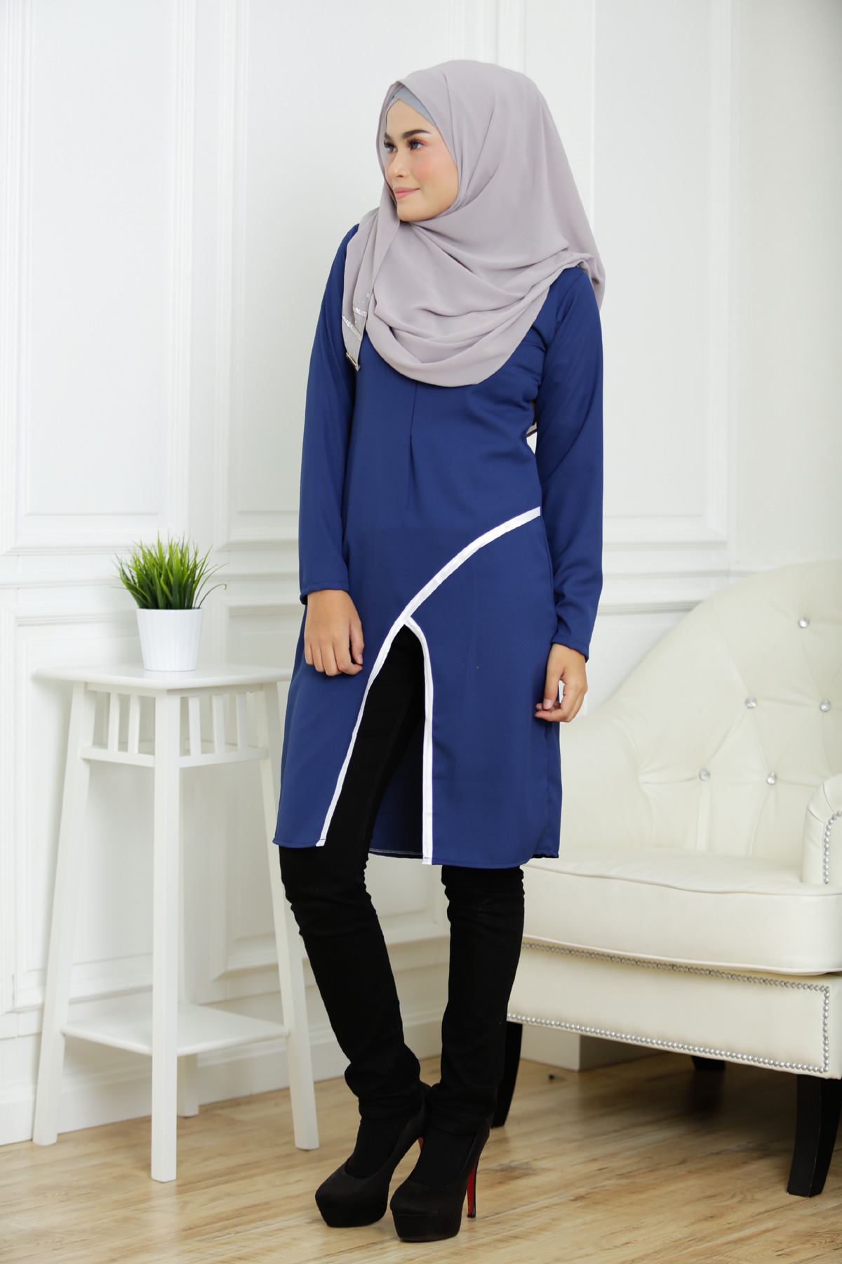 SW5316 MATERNITY FASHION BLOUSE NAVY BLUE