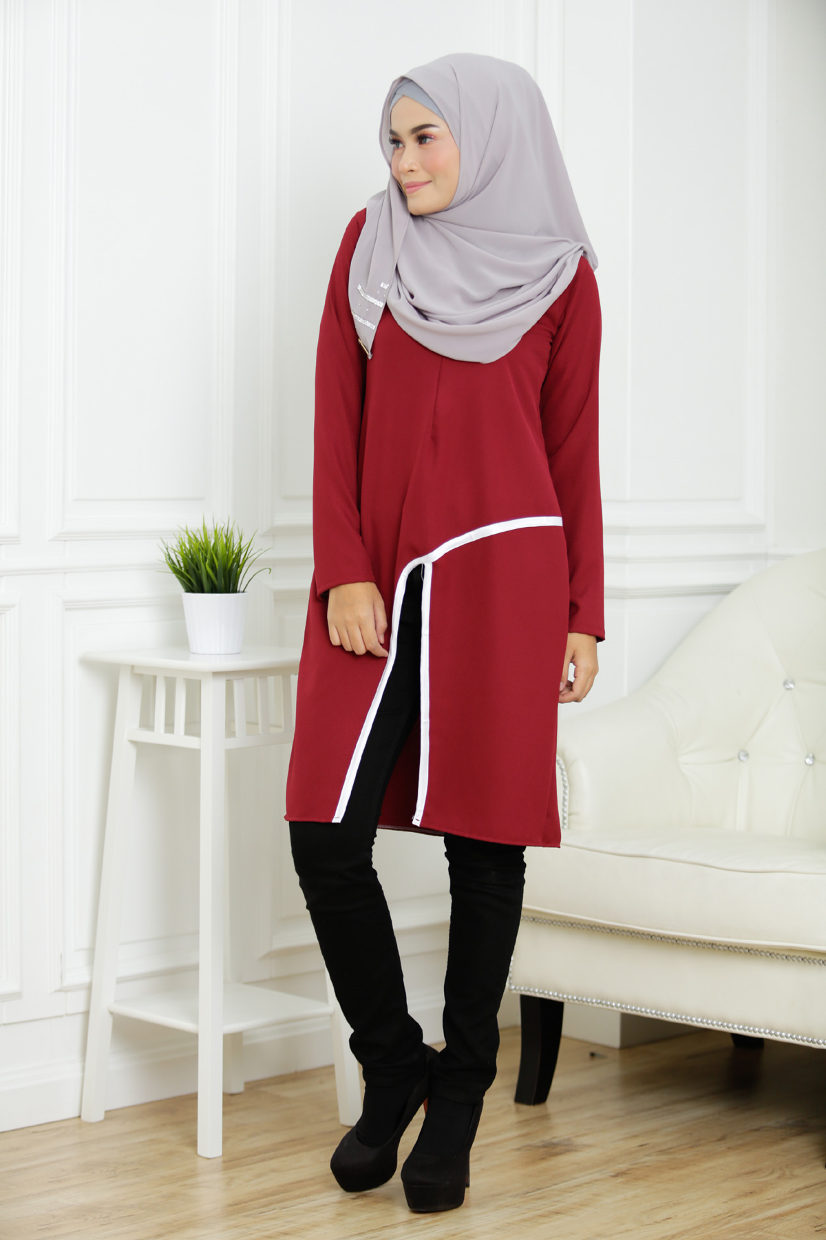 SW5316 MATERNITY FASHION BLOUSE MAROON
