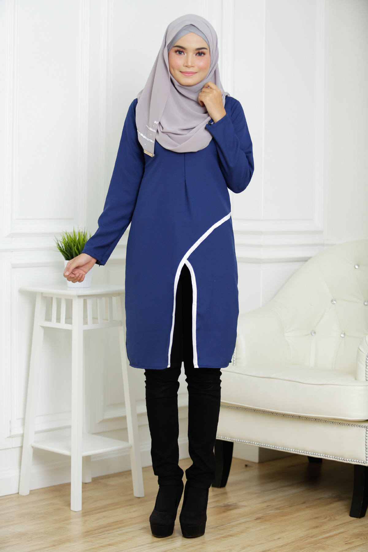 SW5316 MATERNITY FASHION BLOUSE NAVY BLUE