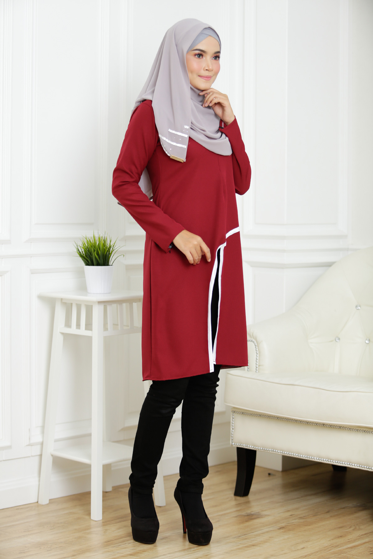 SW5316 MATERNITY FASHION BLOUSE MAROON