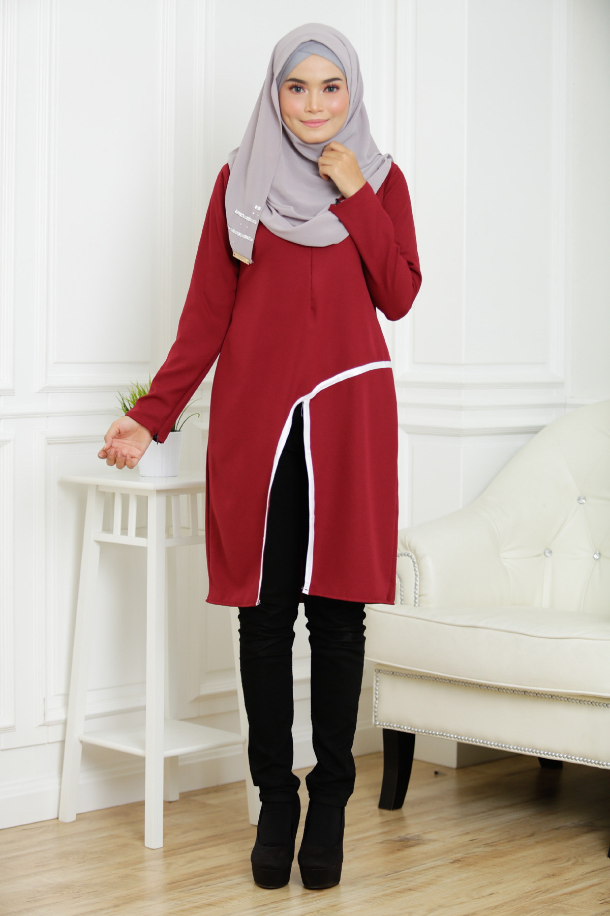 SW5316 MATERNITY FASHION BLOUSE MAROON