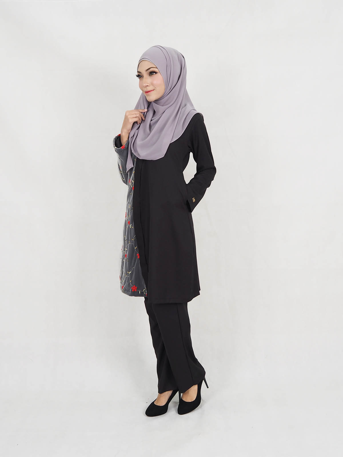 SW5319 BLOUSE + PANTS SET BLACK