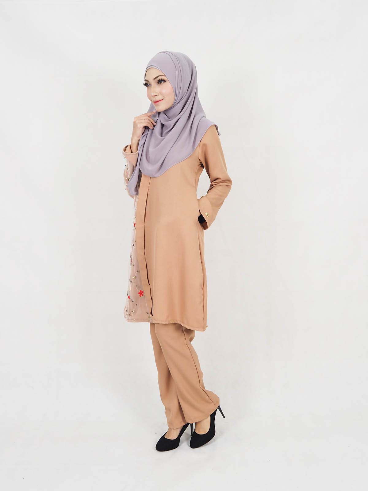 SW5319 BLOUSE + PANTS SET BROWN