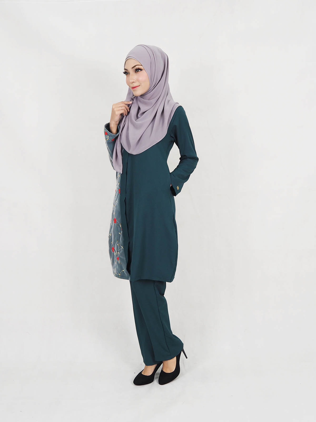 SW5319 BLOUSE + PANTS SET EMERALD GREEN