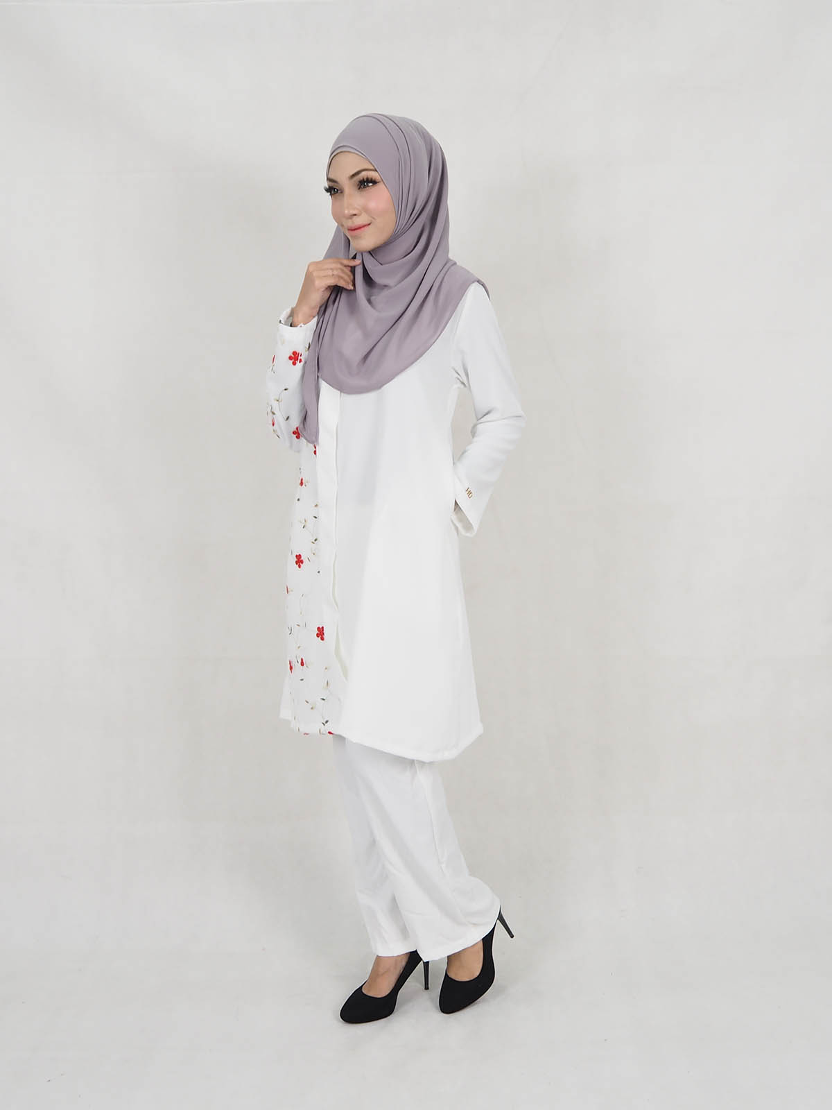 SW5319 BLOUSE + PANTS SET WHITE