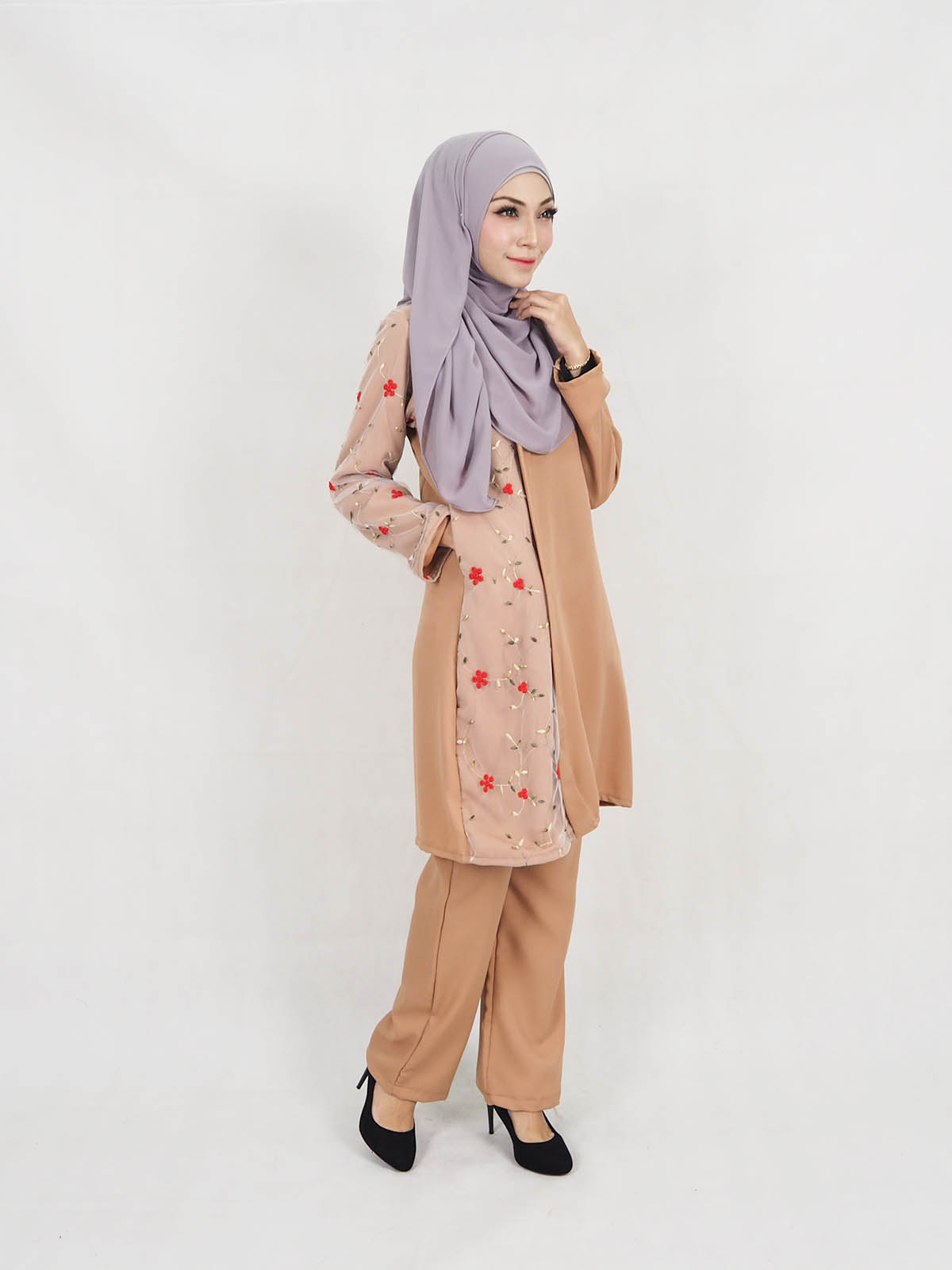 SW5319 BLOUSE + PANTS SET BROWN