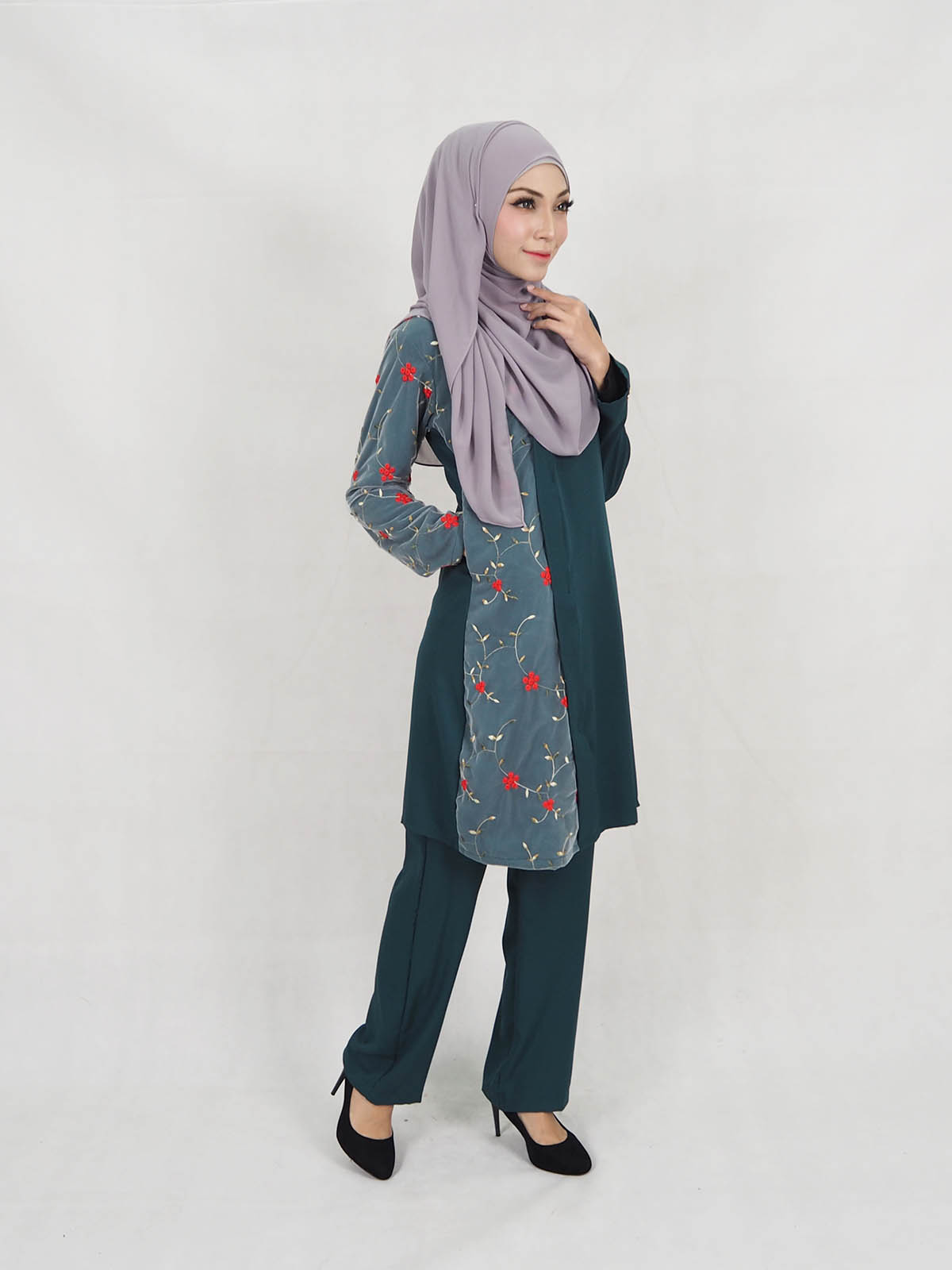 SW5319 BLOUSE + PANTS SET EMERALD GREEN