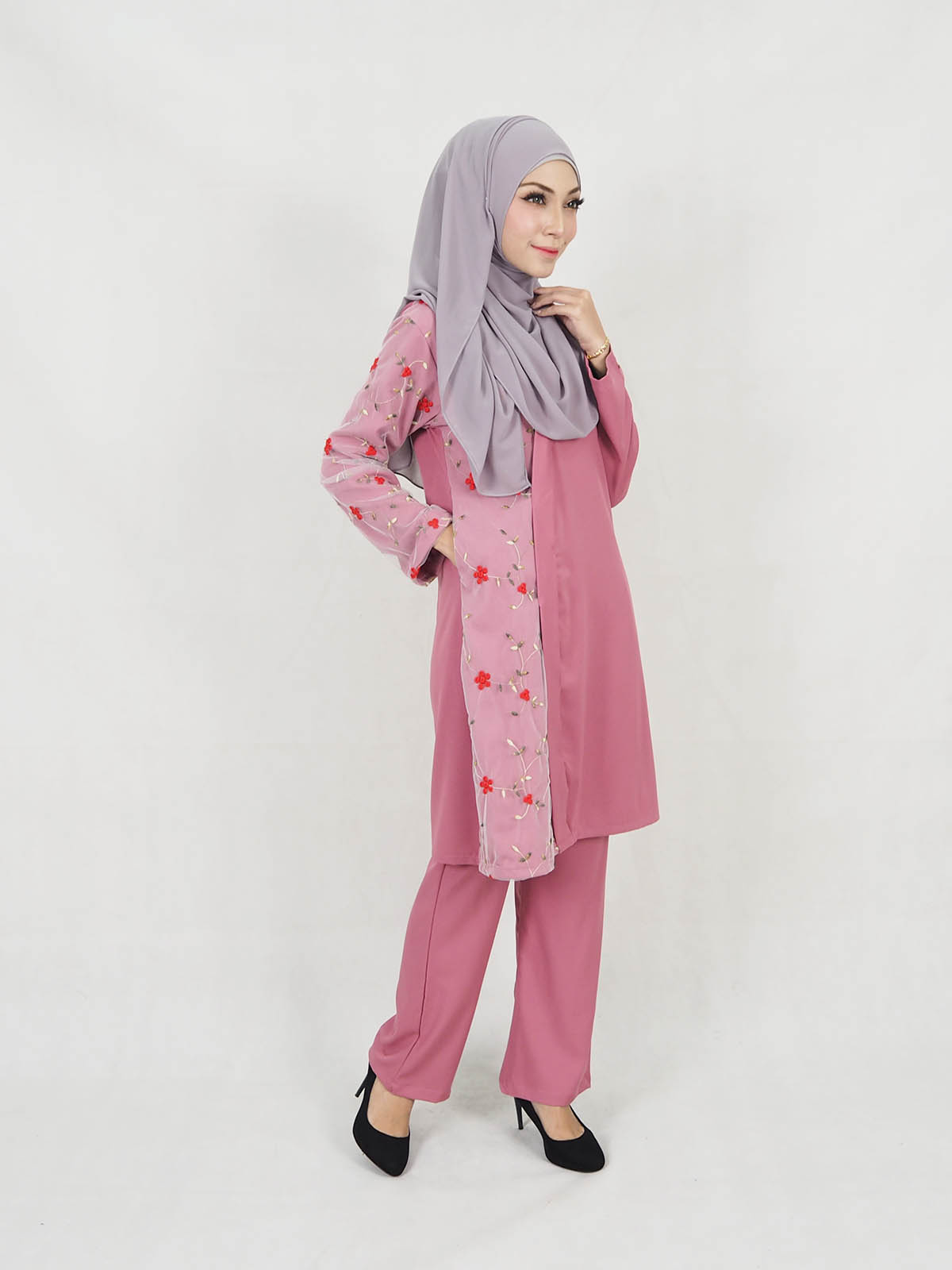 SW5319 BLOUSE + PANTS SET DUSTY PINK