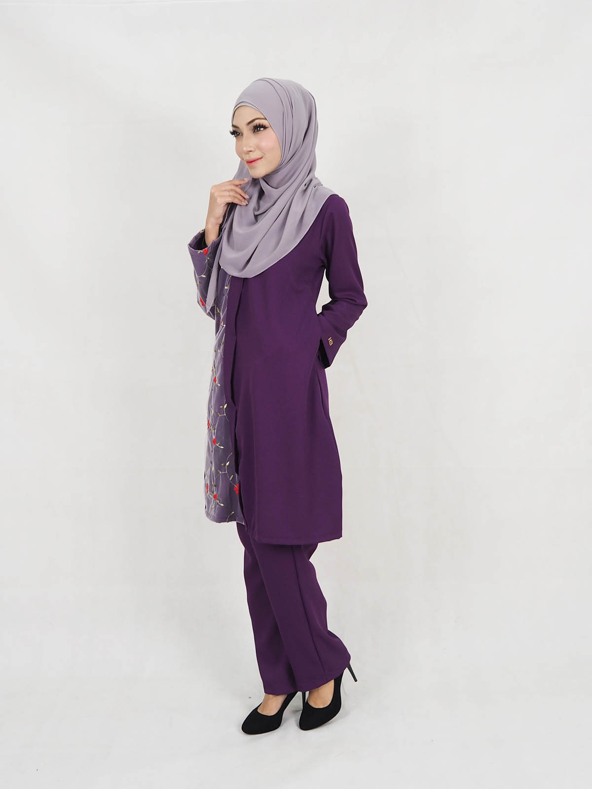 SW5319 BLOUSE + PANTS SET PURPLE