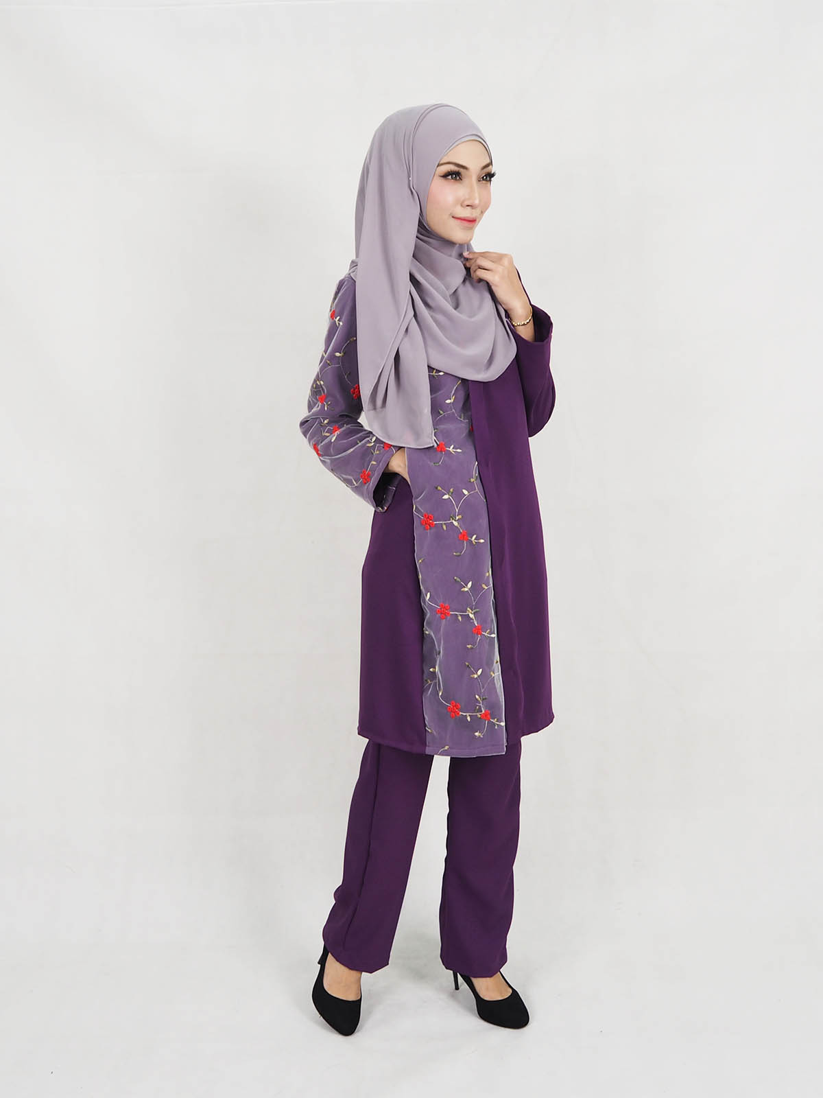 SW5319 BLOUSE + PANTS SET PURPLE