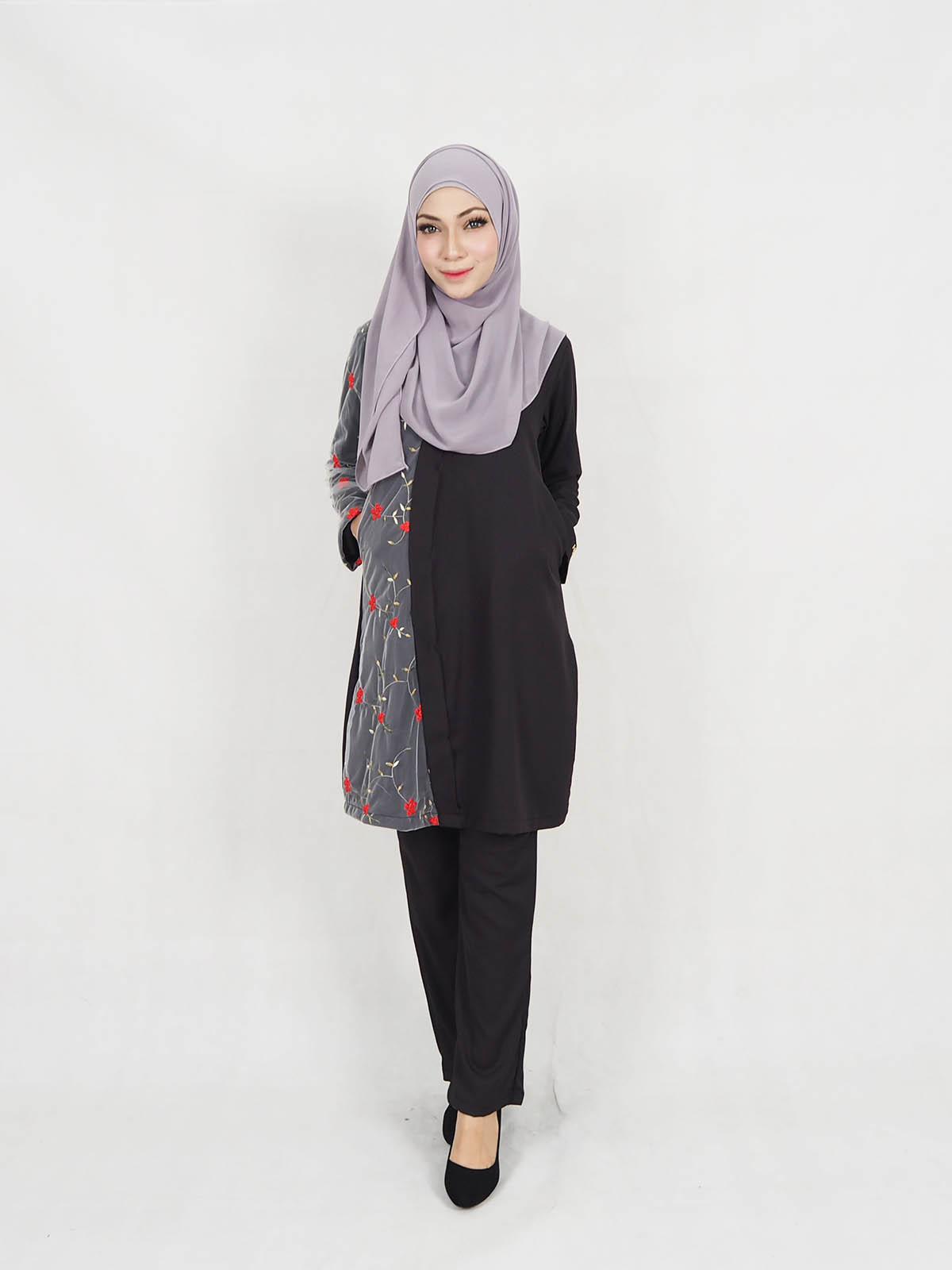 SW5319 BLOUSE + PANTS SET BLACK