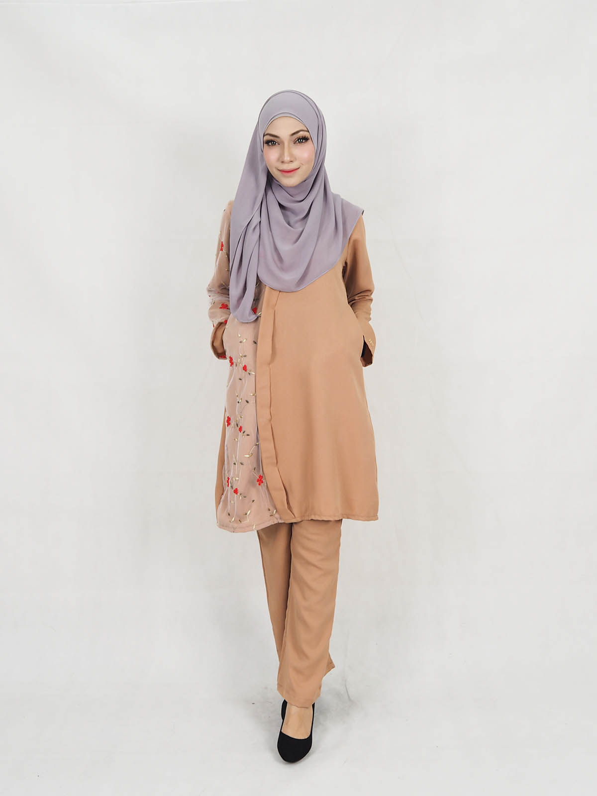 SW5319 BLOUSE + PANTS SET BROWN