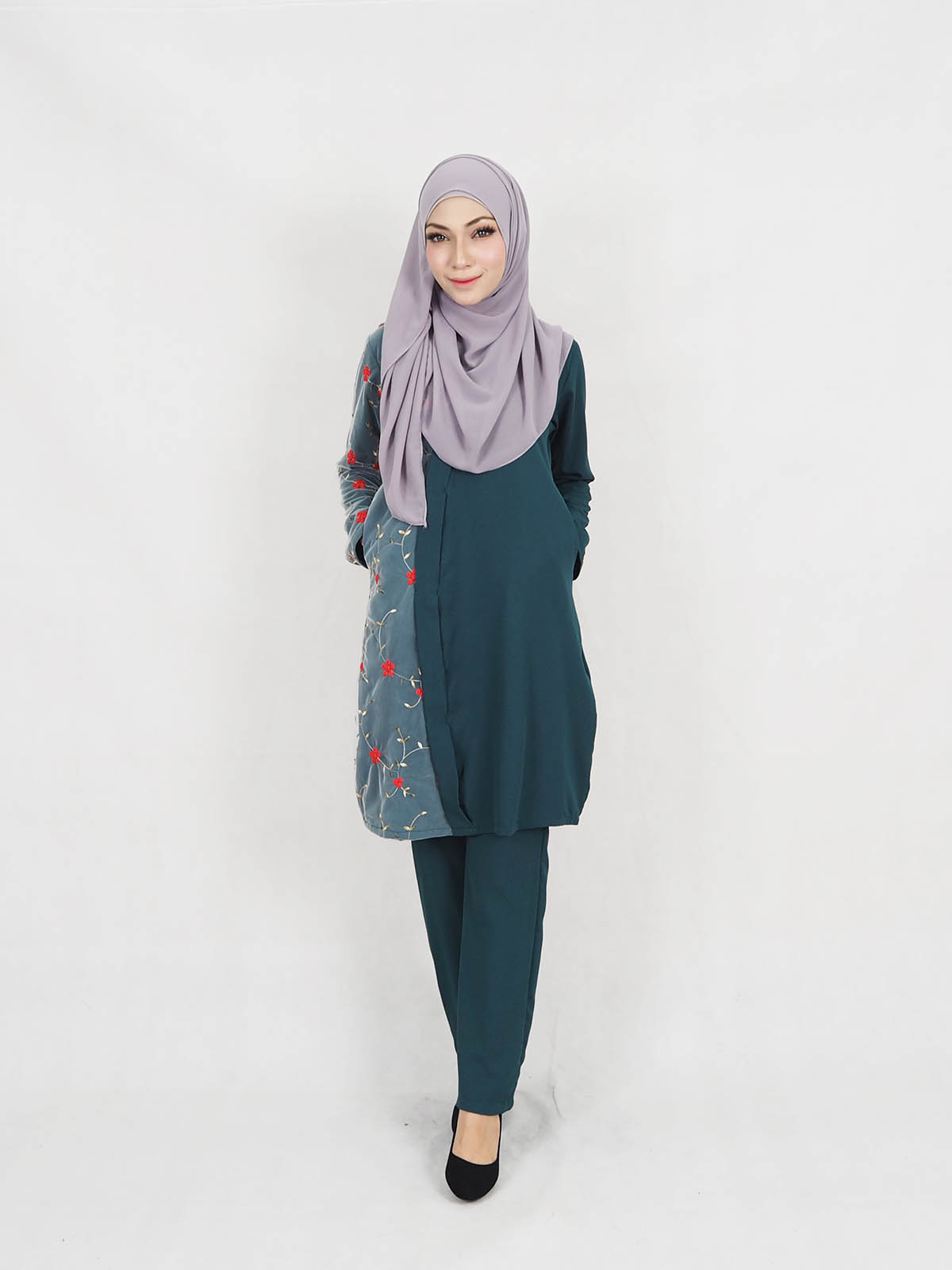 SW5319 BLOUSE + PANTS SET EMERALD GREEN
