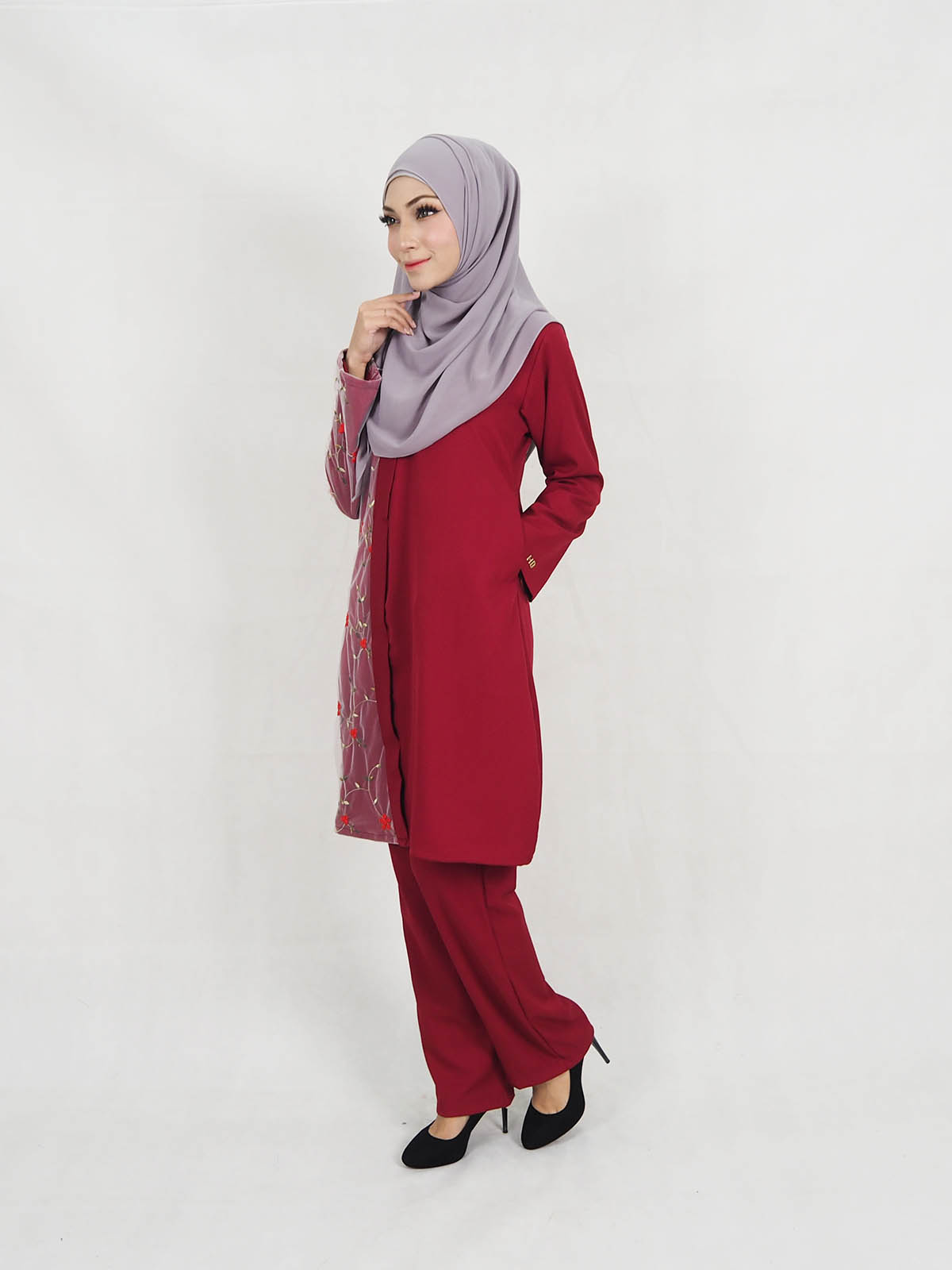 SW5319 BLOUSE + PANTS SET MAROON