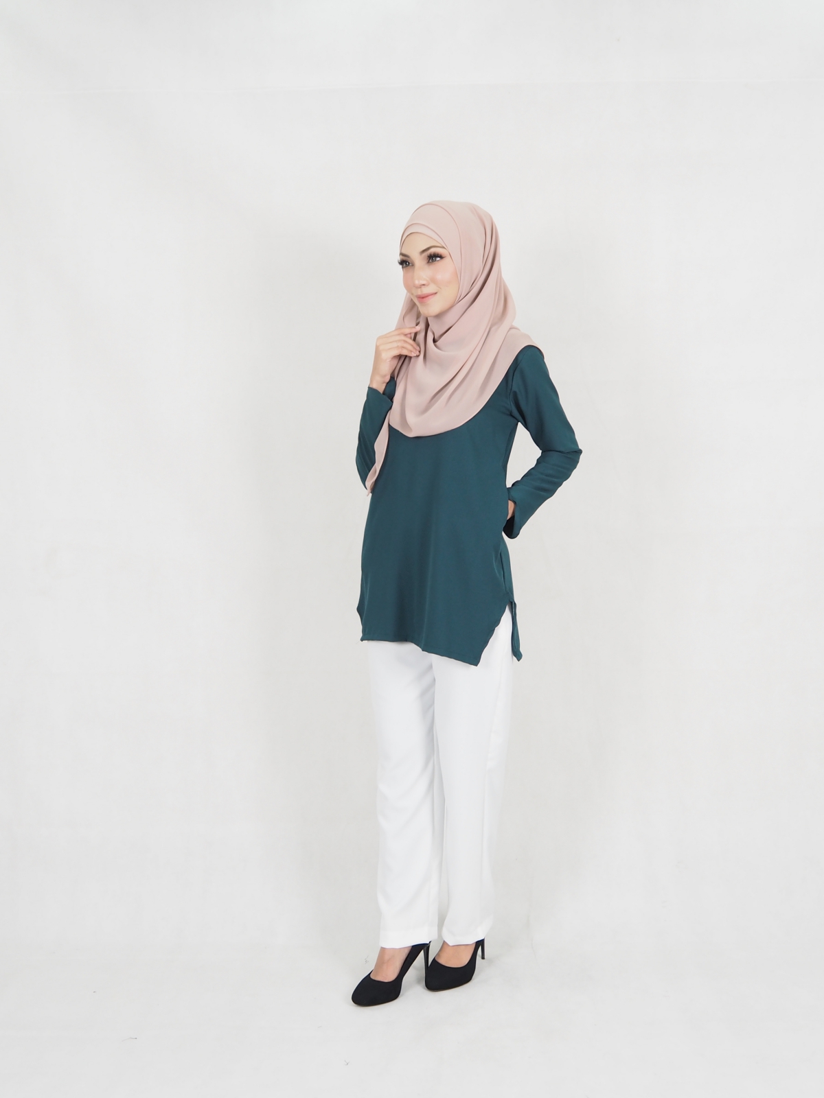 SW5321 PLAIN CASUAL BLOUSE EMERALD GREEN