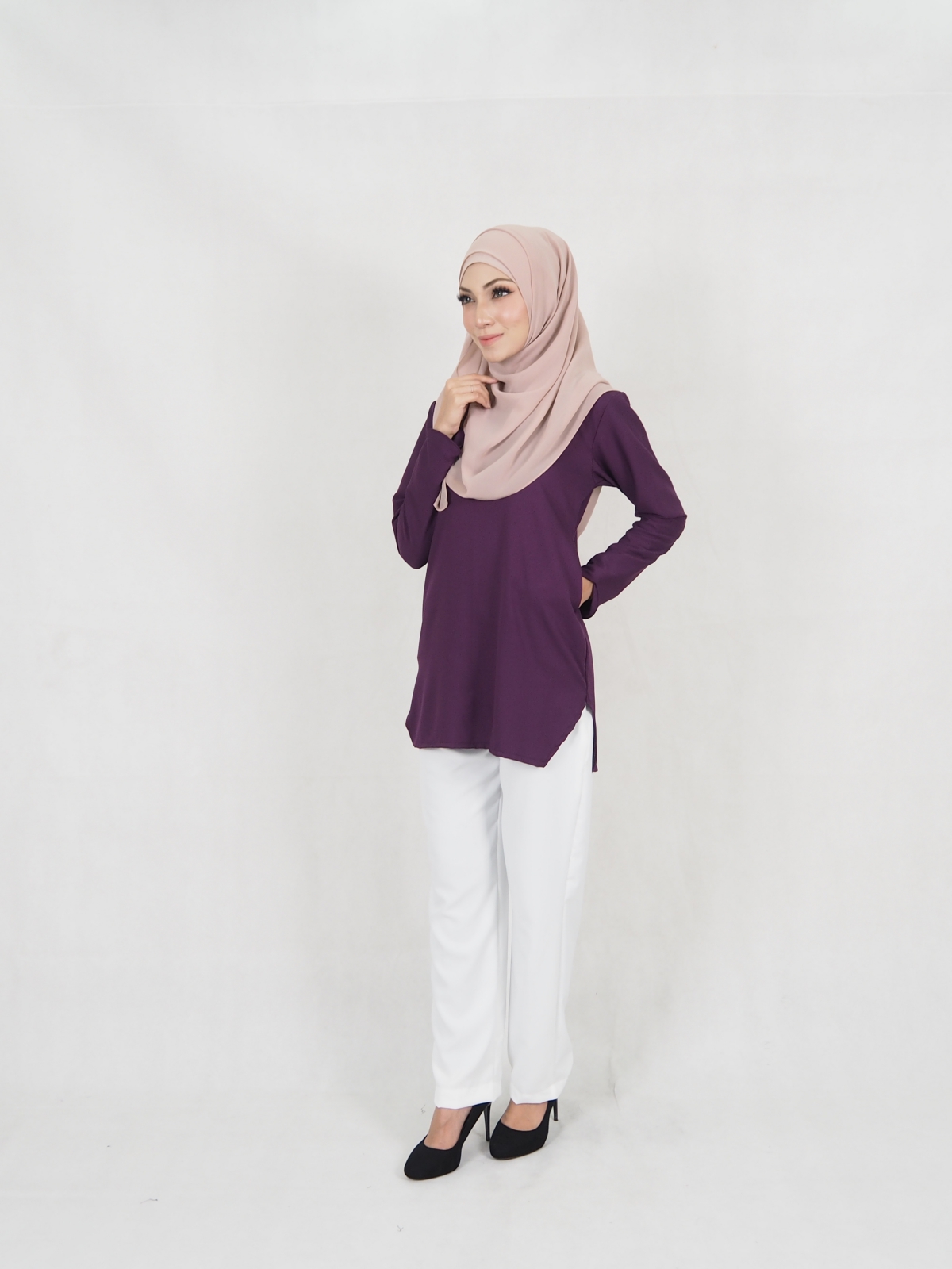SW5321 PLAIN CASUAL BLOUSE PURPLE