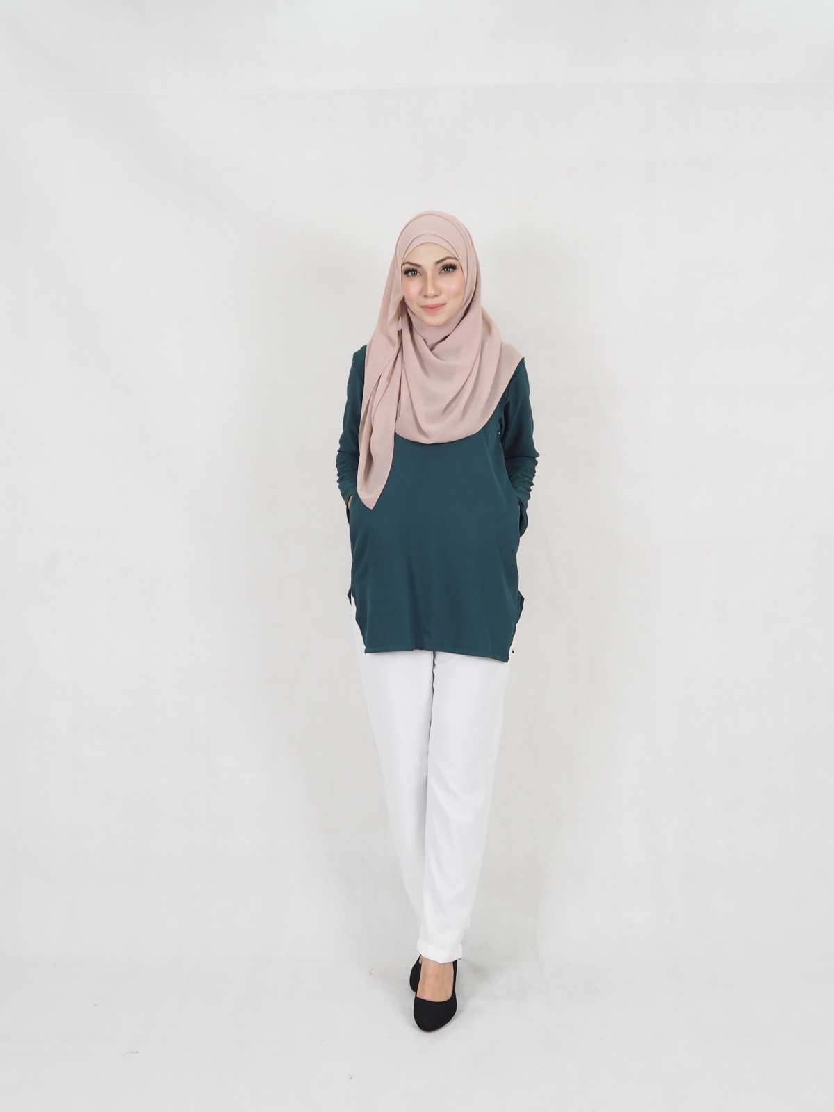 SW5321 PLAIN CASUAL BLOUSE EMERALD GREEN