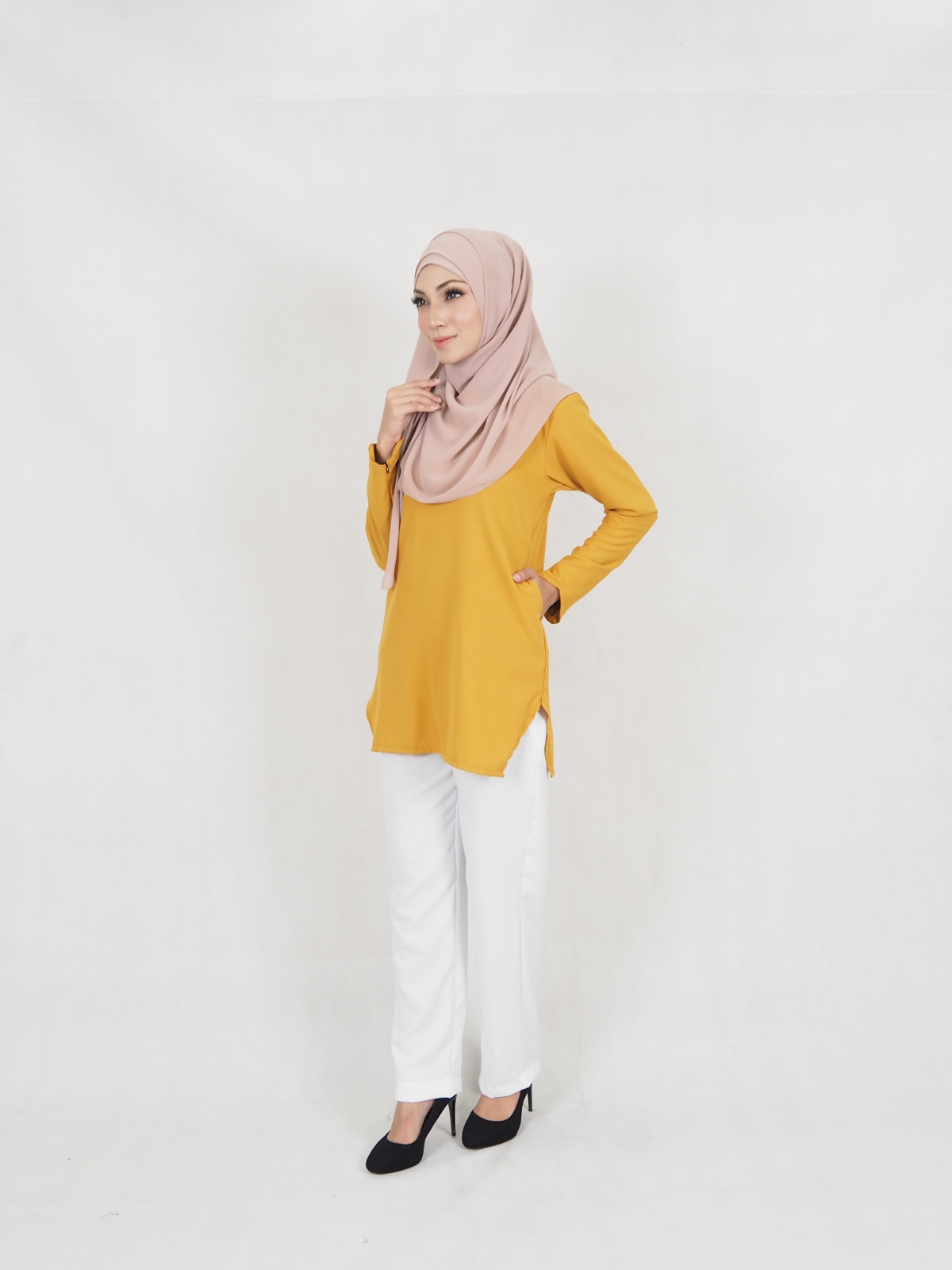SW5322 WOMEN'S BLOUSE & PALAZZO MUSTARD