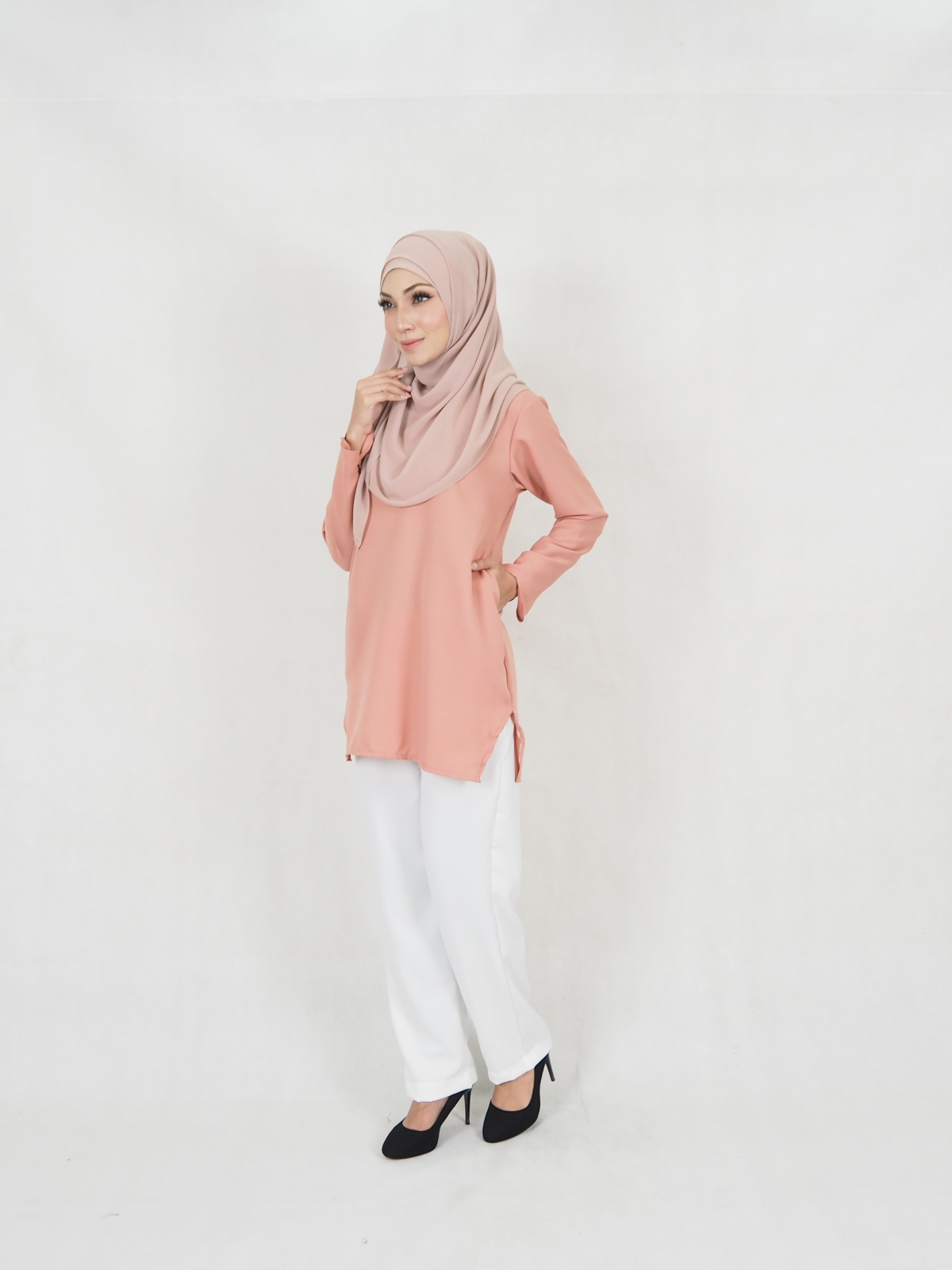 SW5322 WOMEN'S BLOUSE & PALAZZO PEACH