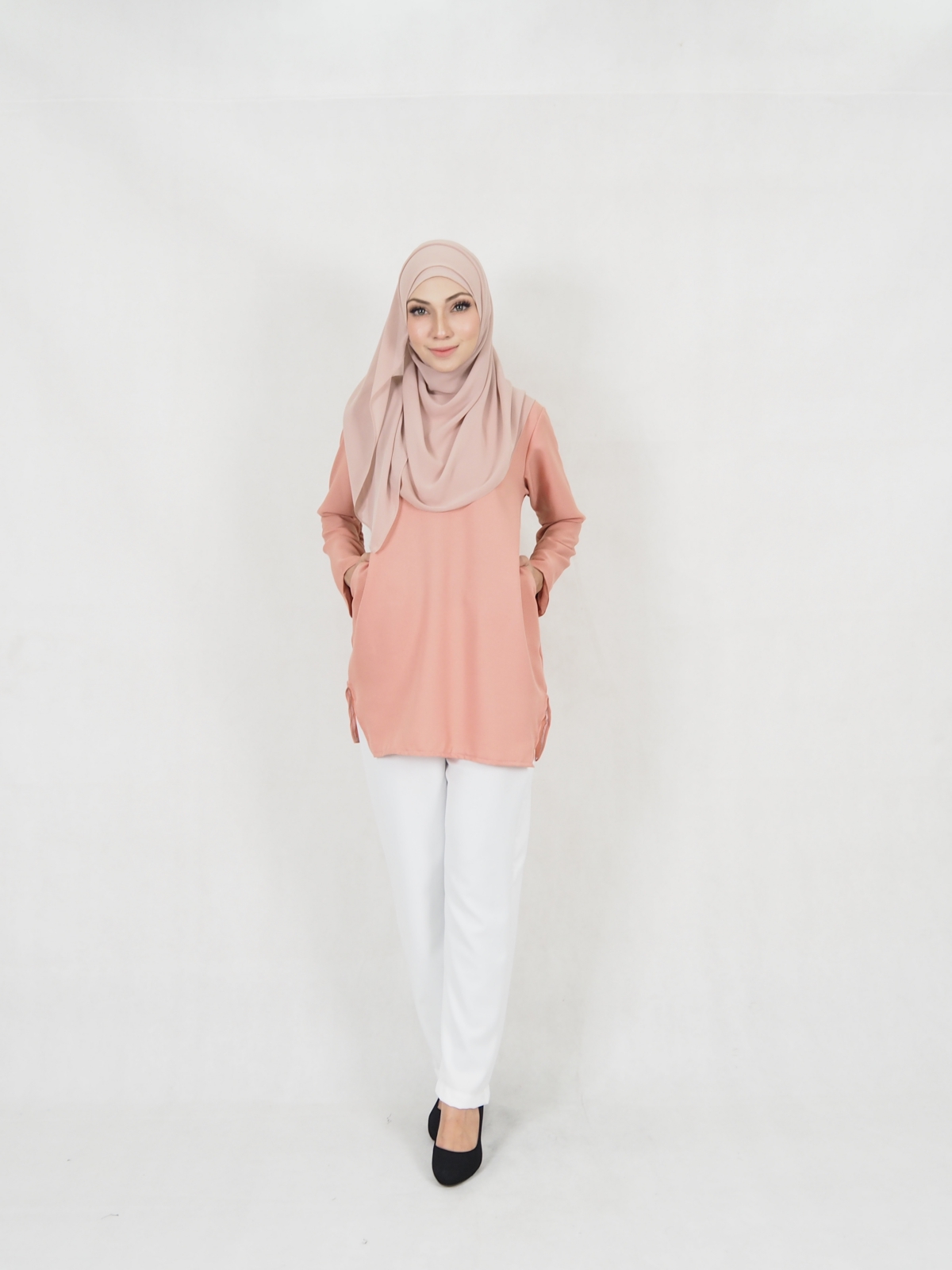 SW5322 WOMEN'S BLOUSE & PALAZZO PEACH