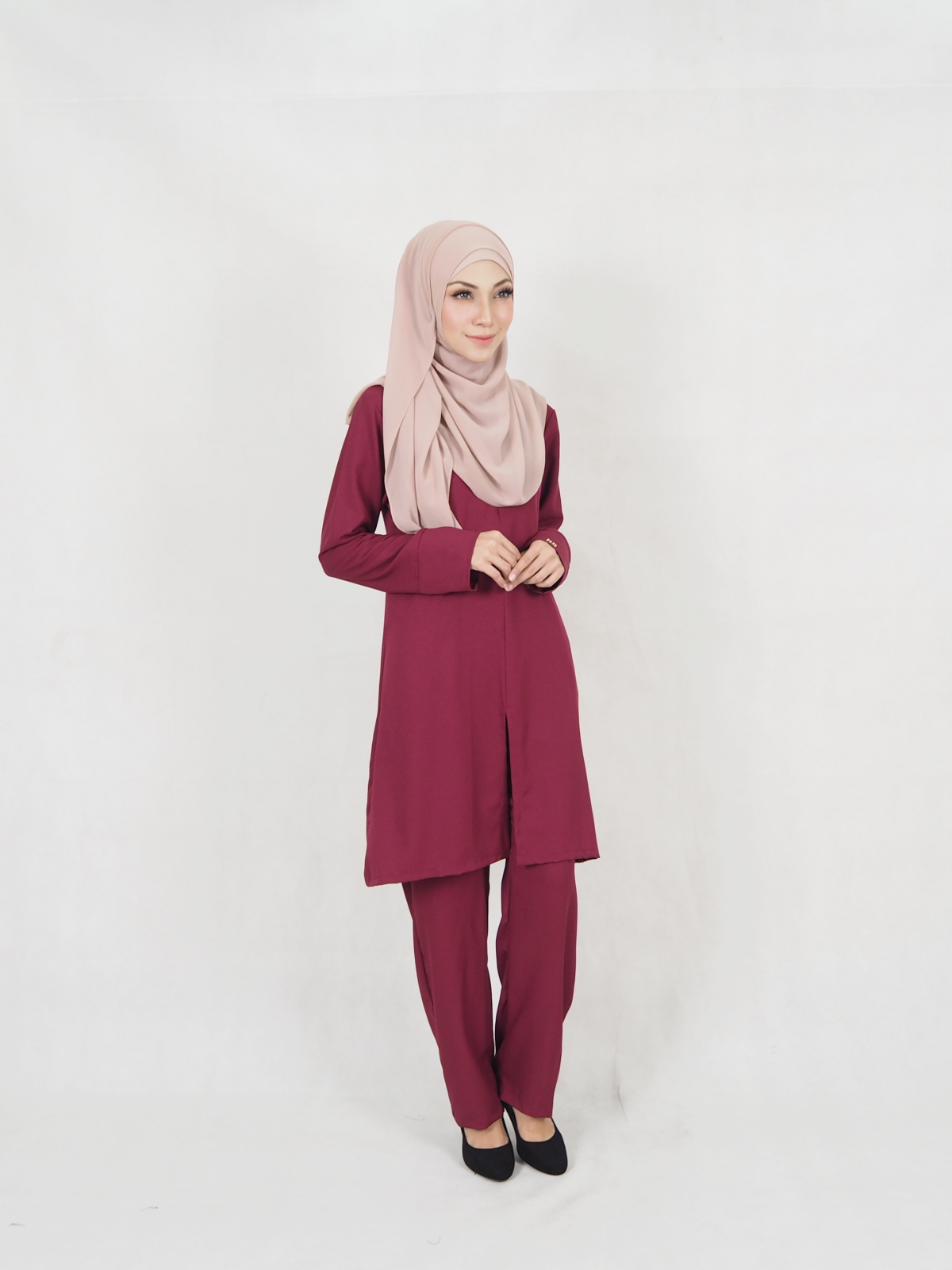 SW5326 WOMEN'S MODERN BLOUSE MAROON