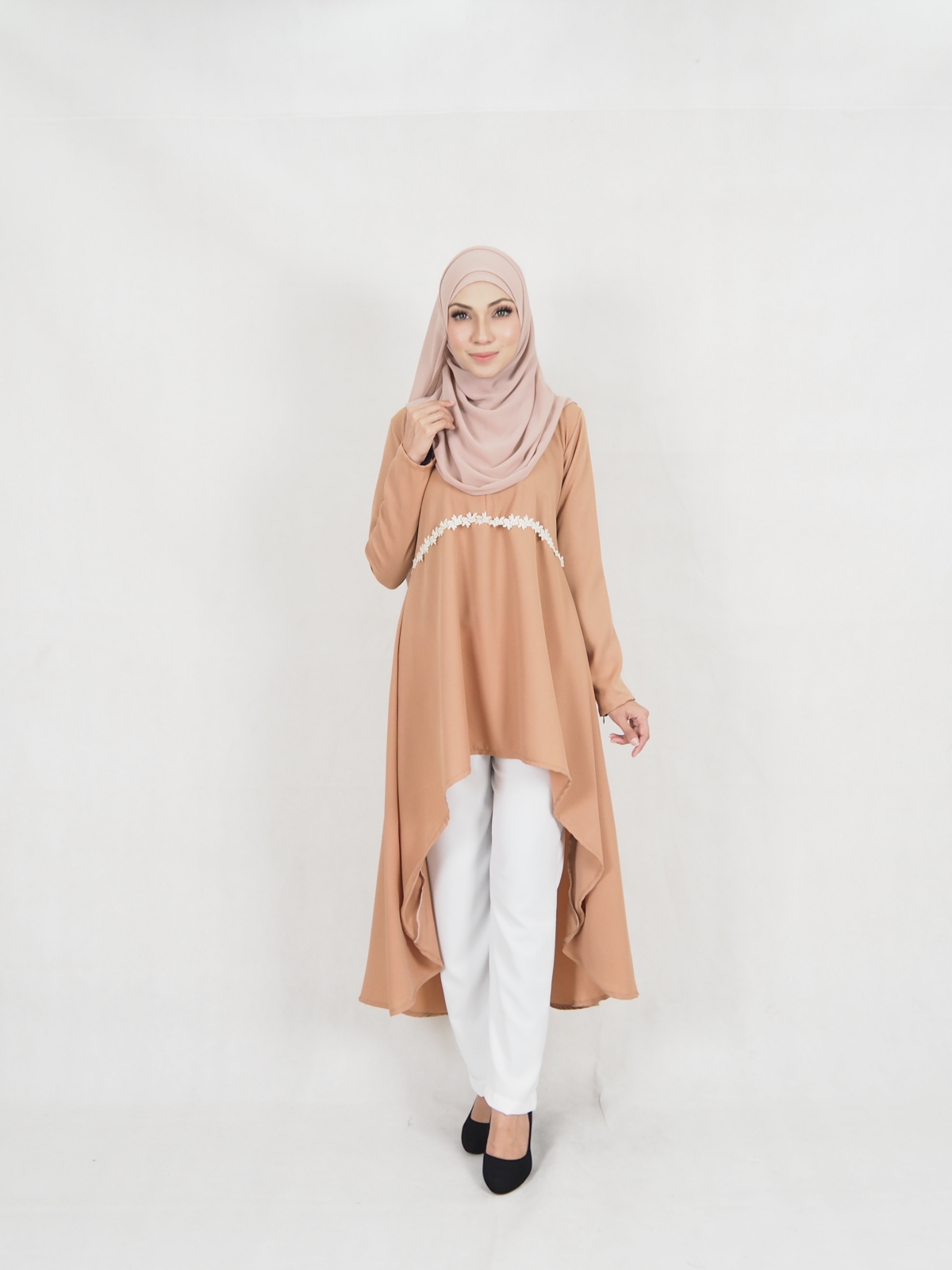 SW5327 STYLISH MODERN BLOUSE + PANTS BROWN