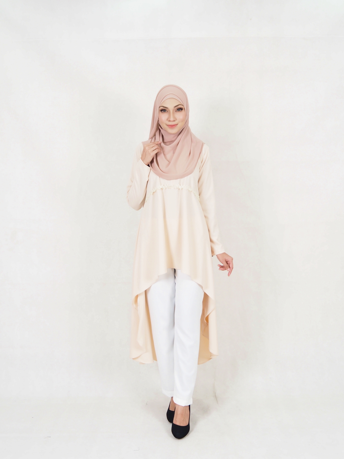 SW5327 STYLISH MODERN BLOUSE + PANTS CREAM